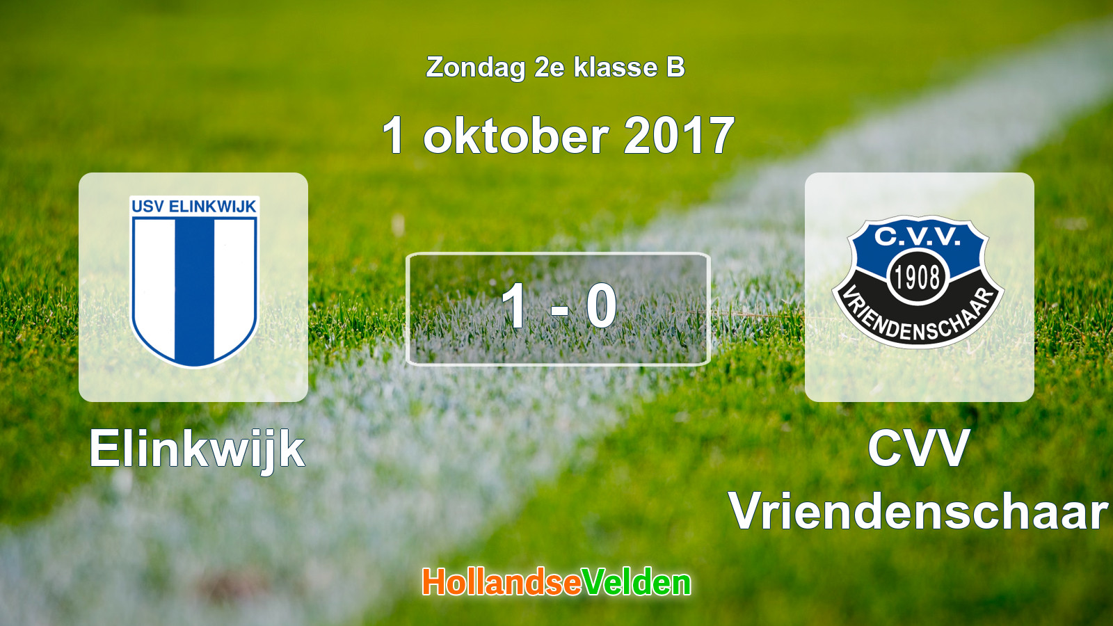 Gespeelde wedstrijd: Elinkwijk - CVV Vriendenschaar 1 - 0 (1 oktober 2017)