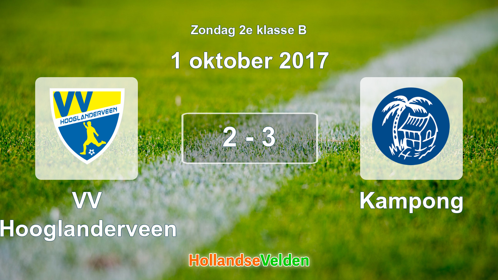 Gespeelde wedstrijd: VV Hooglanderveen - Kampong 2 - 3 (1 oktober 2017)