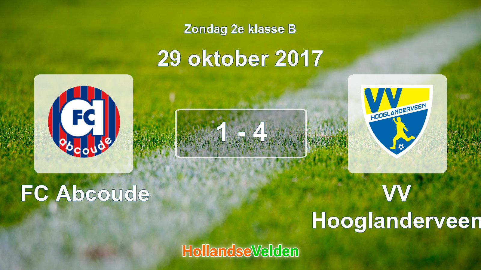 Gespeelde wedstrijd: FC Abcoude - VV Hooglanderveen 1 - 4 (29 oktober 2017)