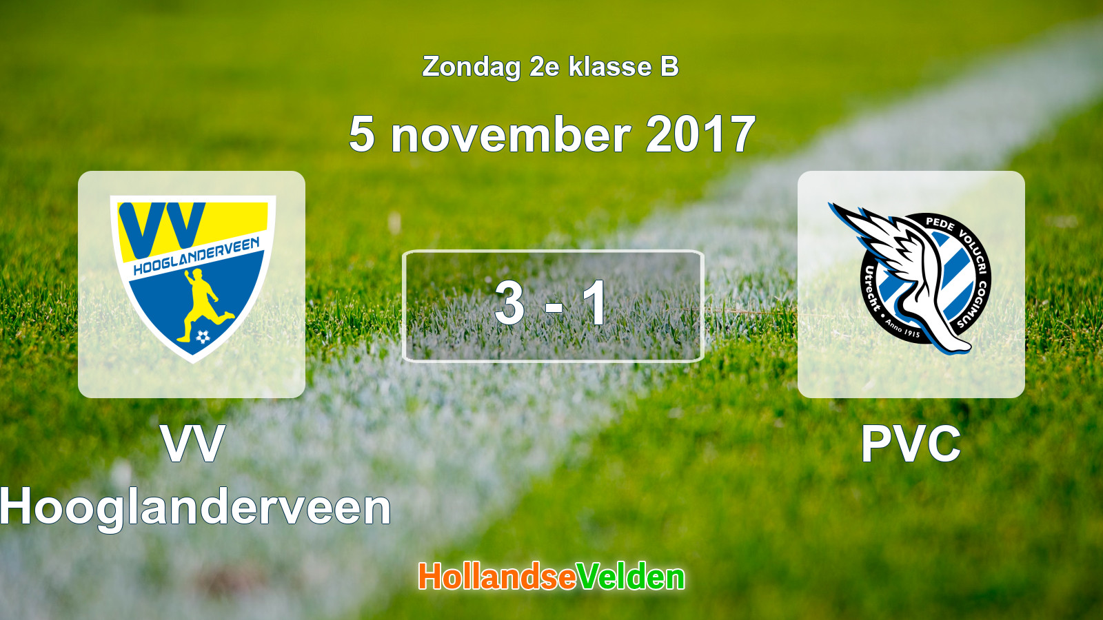 Gespeelde wedstrijd: VV Hooglanderveen - PVC 3 - 1 (5 november 2017)