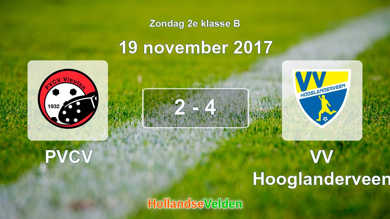 Gespeelde wedstrijd: PVCV - VV Hooglanderveen 2 - 4 (19 november 2017)