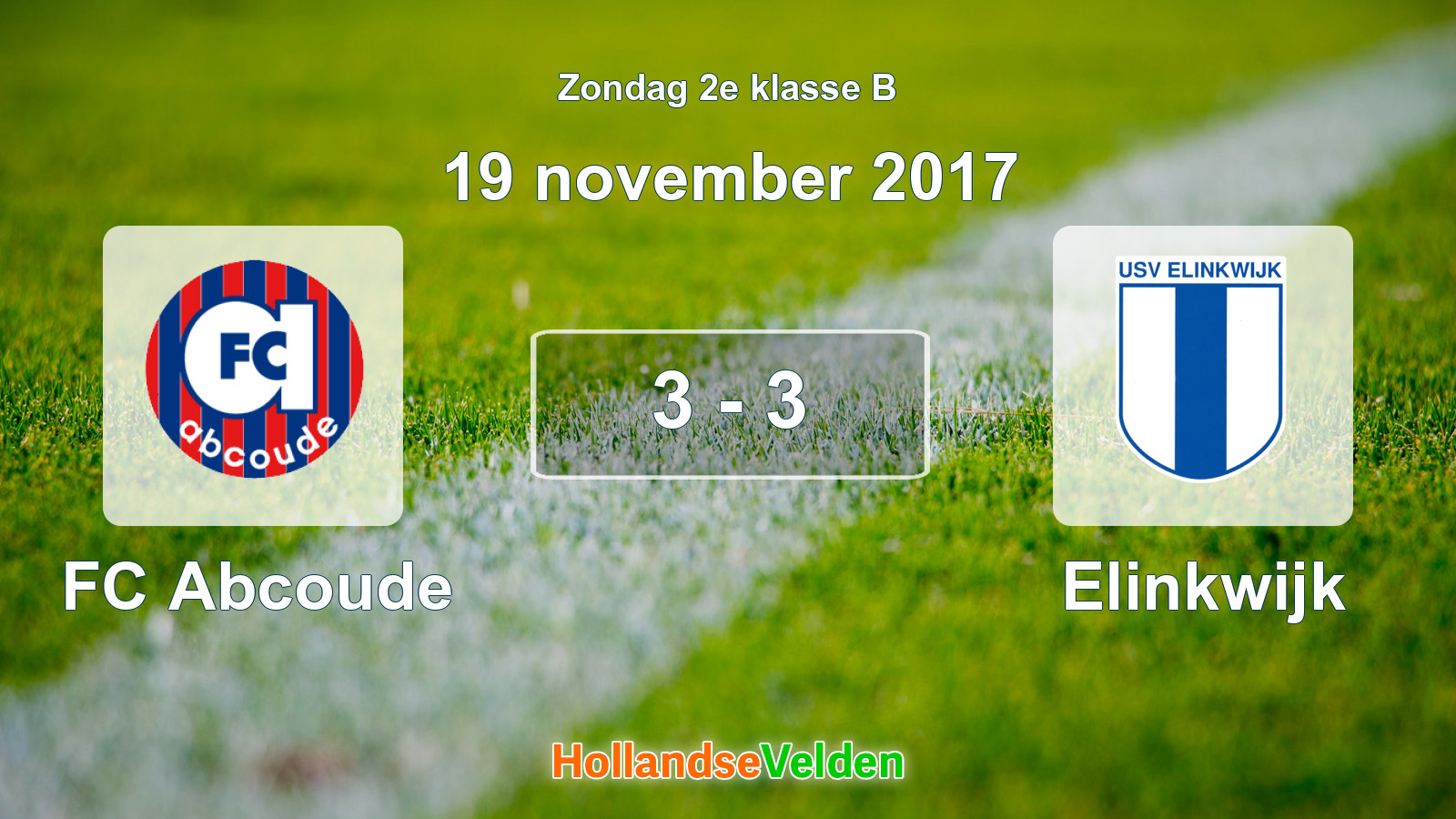Gespeelde wedstrijd: FC Abcoude - Elinkwijk 3 - 3 (19 november 2017)