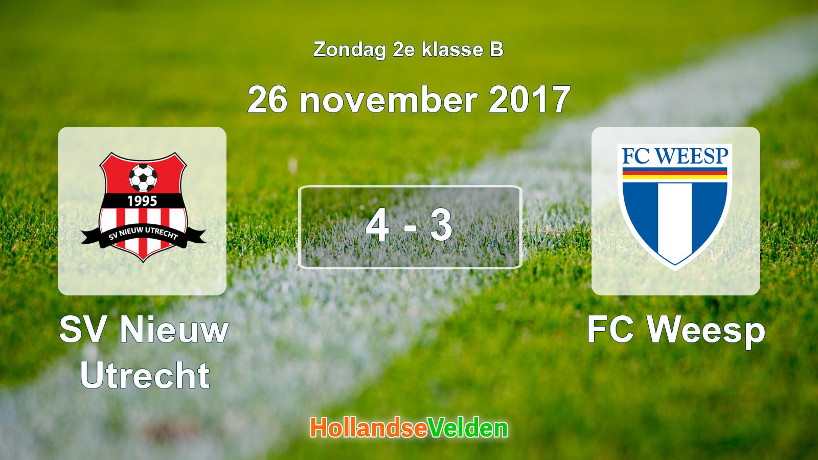 Gespeelde wedstrijd: SV Nieuw Utrecht - FC Weesp 4 - 3 (26 november 2017)