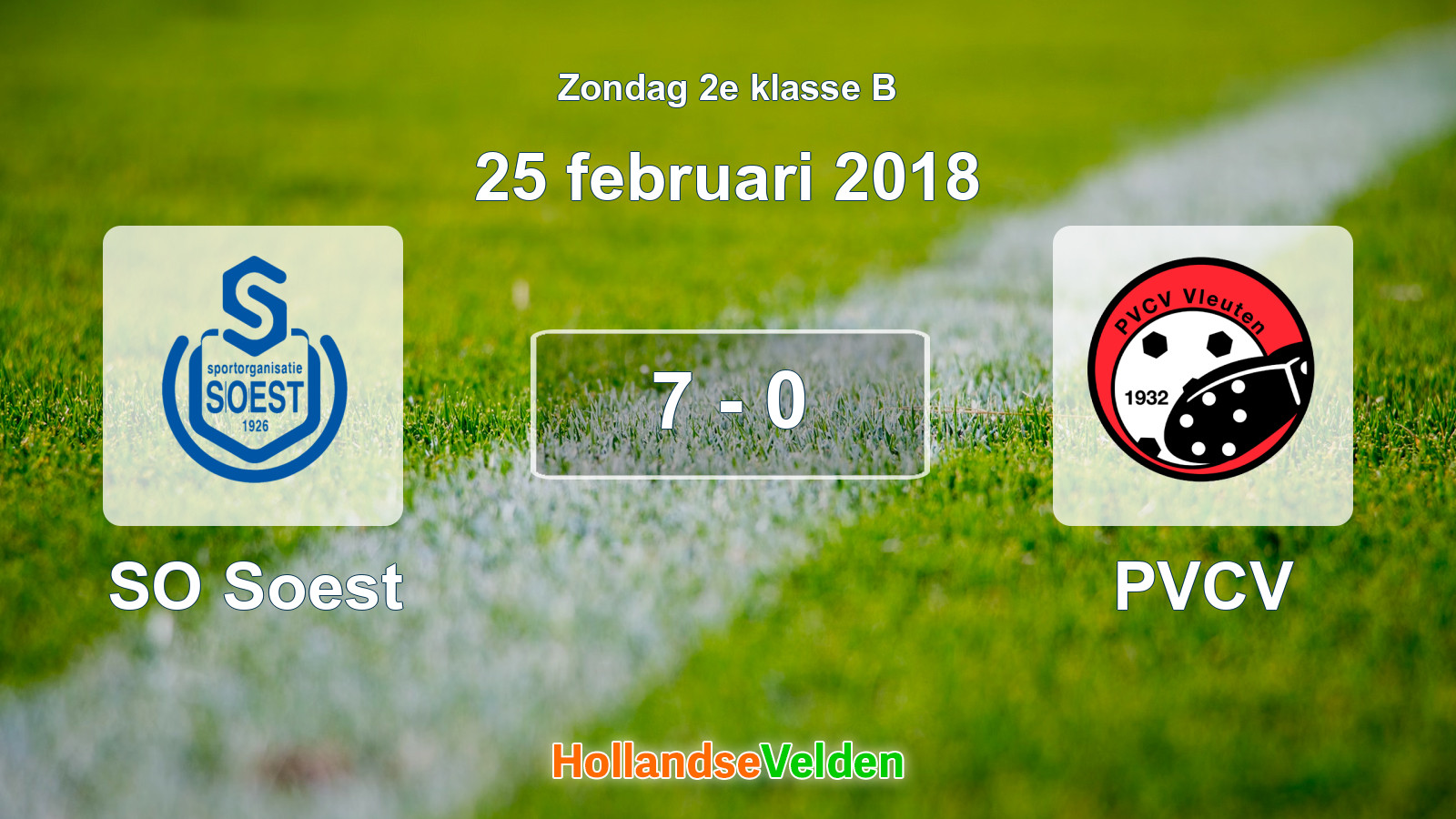 Gespeelde wedstrijd: SO Soest - PVCV 7 - 0 (25 februari 2018)