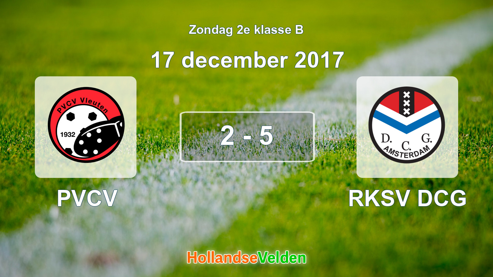 Gespeelde wedstrijd: PVCV - RKSV DCG 2 - 5 (17 december 2017)