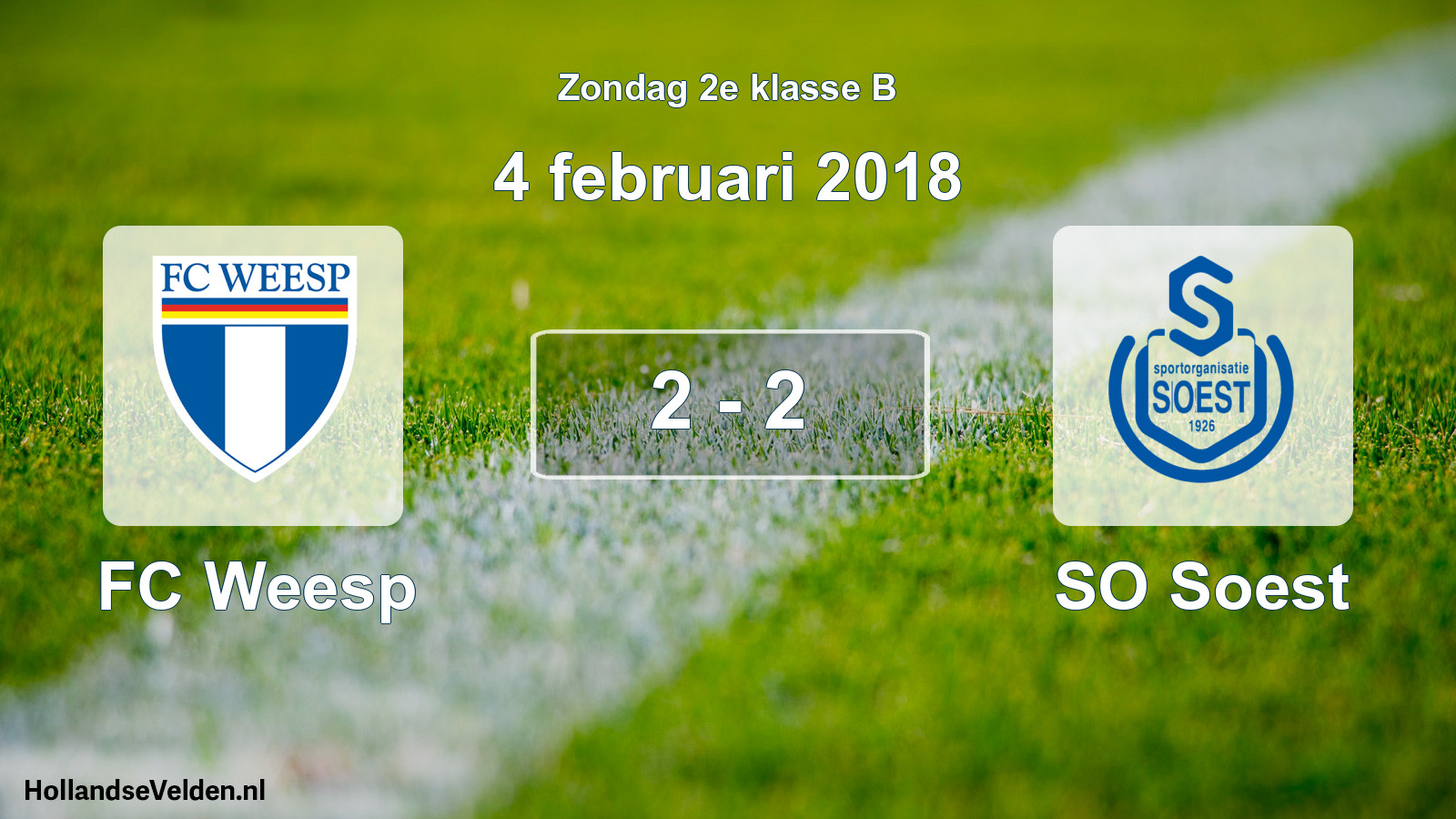 Gespeelde wedstrijd: FC Weesp - SO Soest 2 - 2 (4 februari 2018)
