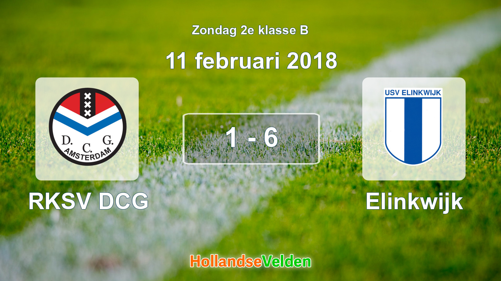Gespeelde wedstrijd: RKSV DCG - Elinkwijk 1 - 6 (11 februari 2018)