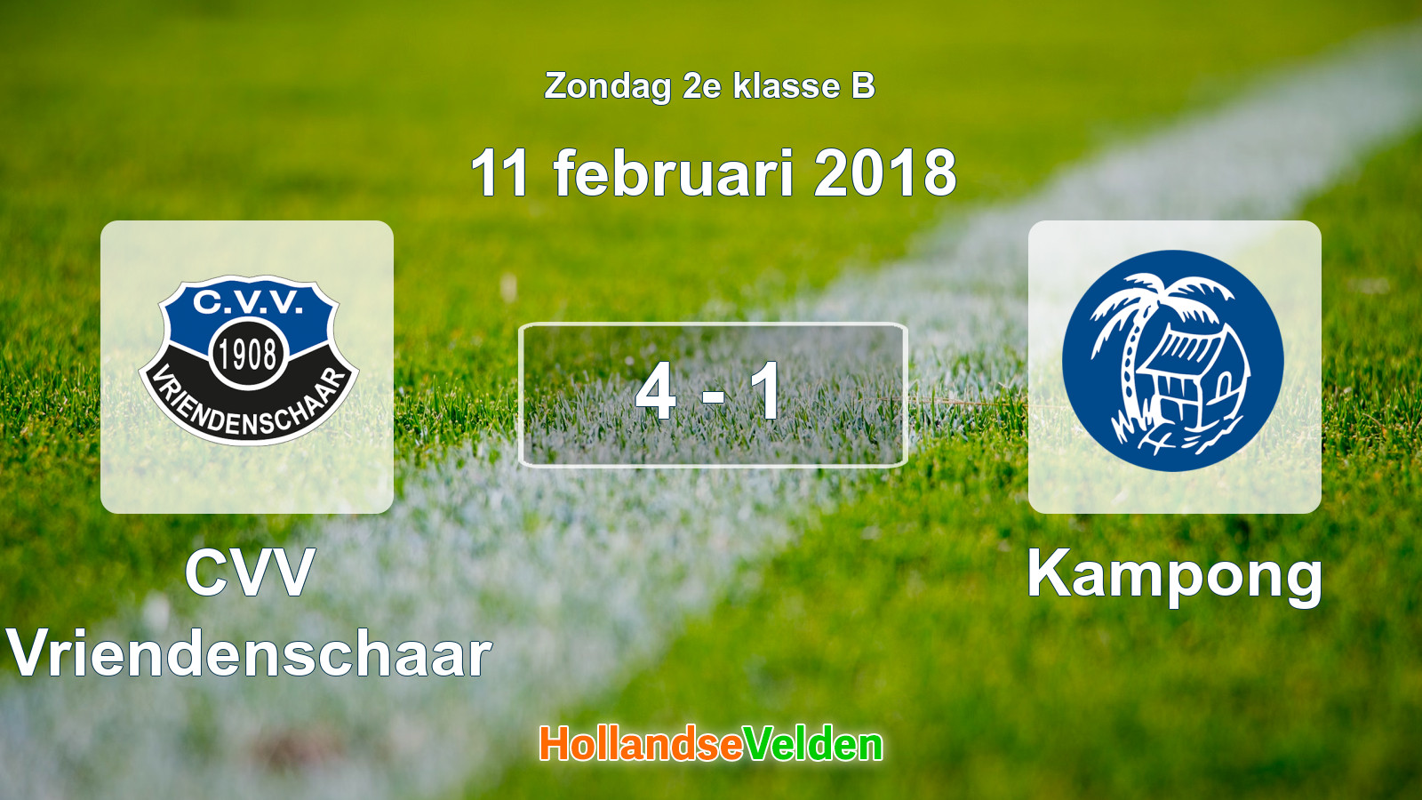 Gespeelde wedstrijd: CVV Vriendenschaar - Kampong 4 - 1 (11 februari 2018)