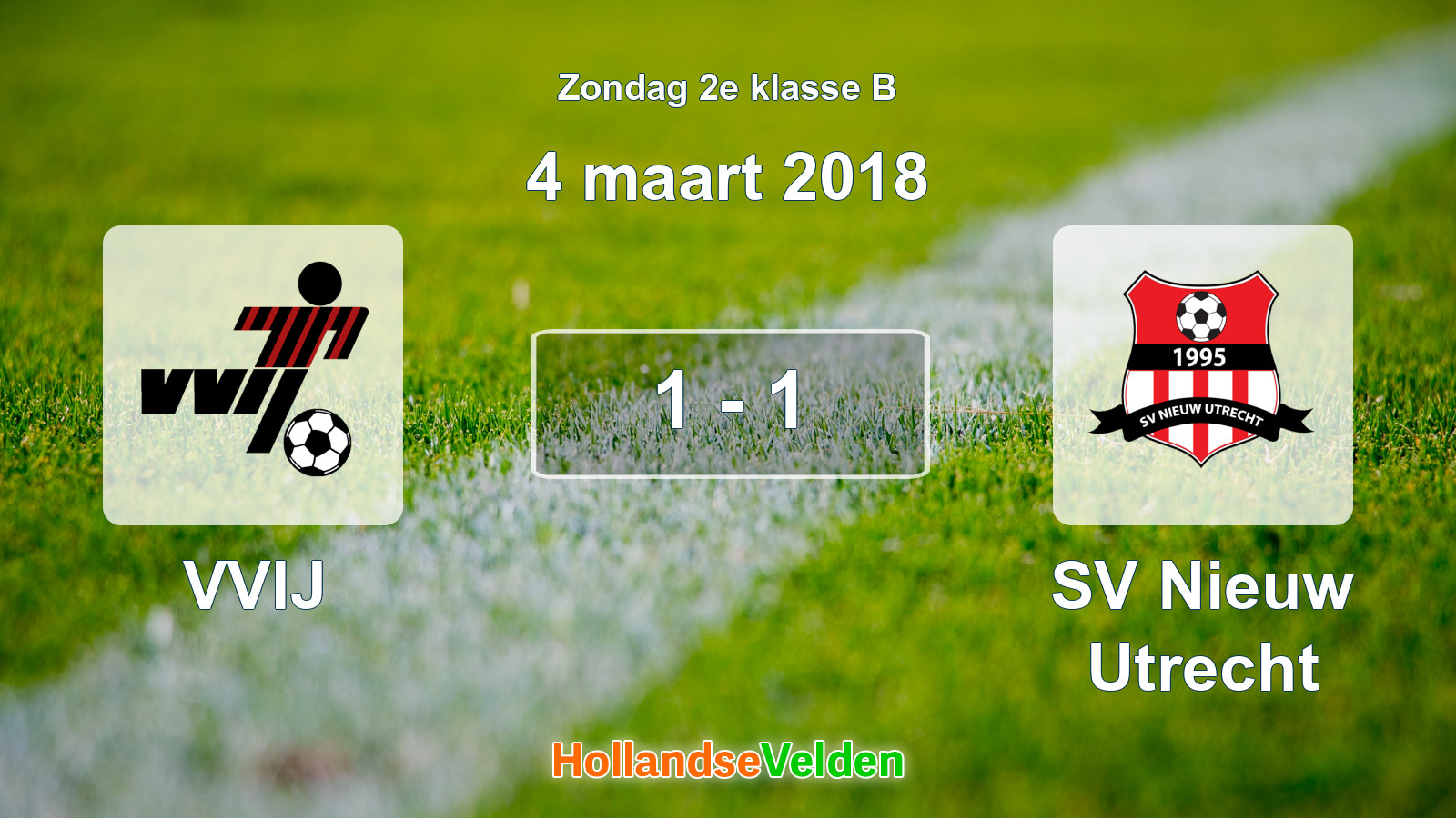 Gespeelde wedstrijd: VVIJ - SV Nieuw Utrecht 1 - 1 (4 maart 2018)