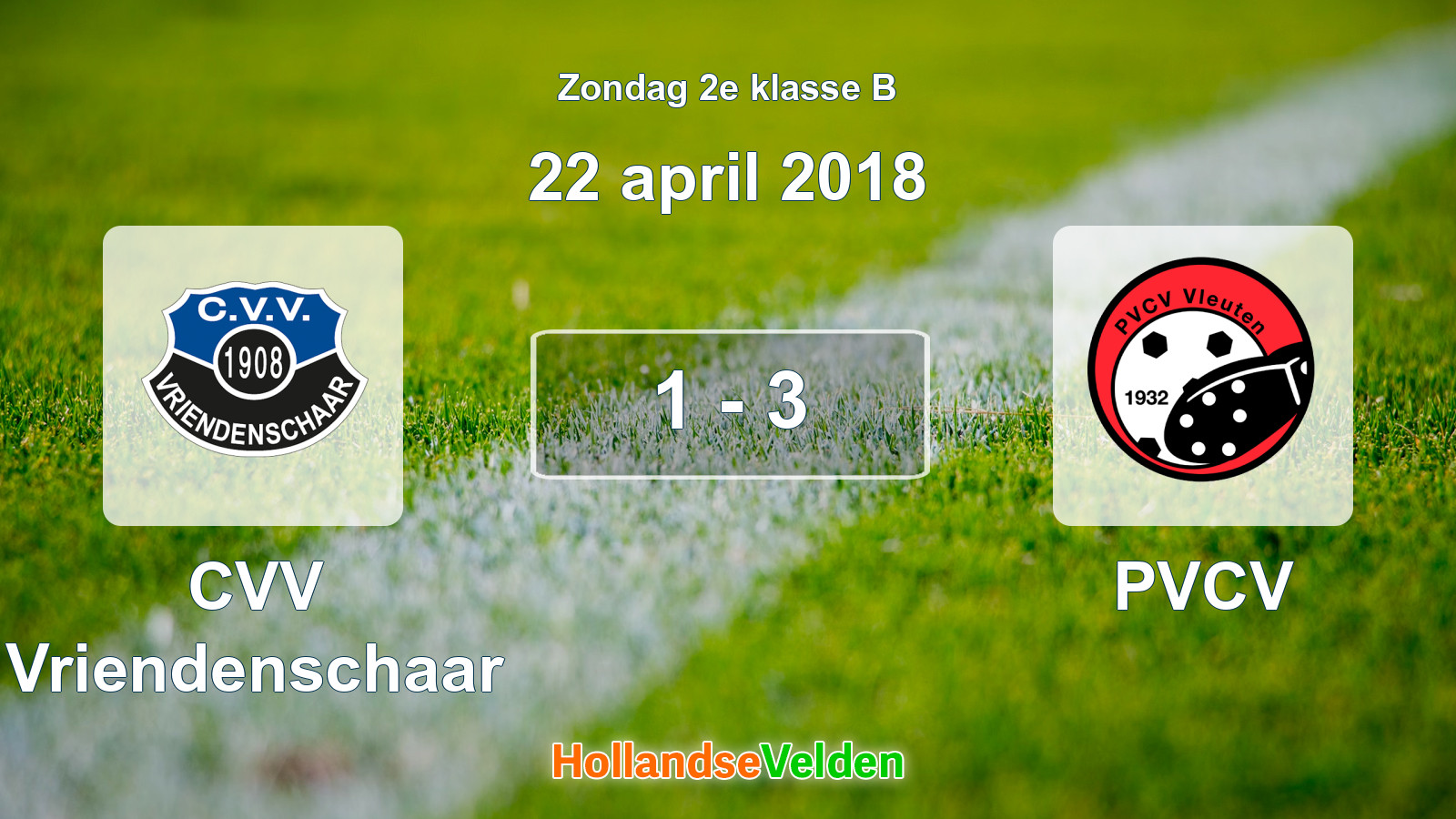 Gespeelde wedstrijd: CVV Vriendenschaar - PVCV 1 - 3 (22 april 2018)