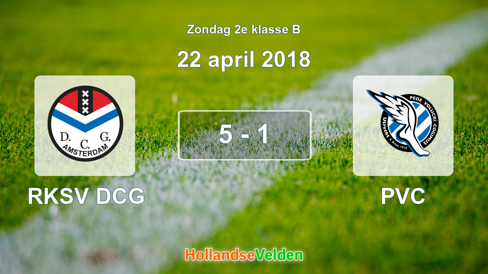 Gespeelde wedstrijd: RKSV DCG - PVC 5 - 1 (22 april 2018)