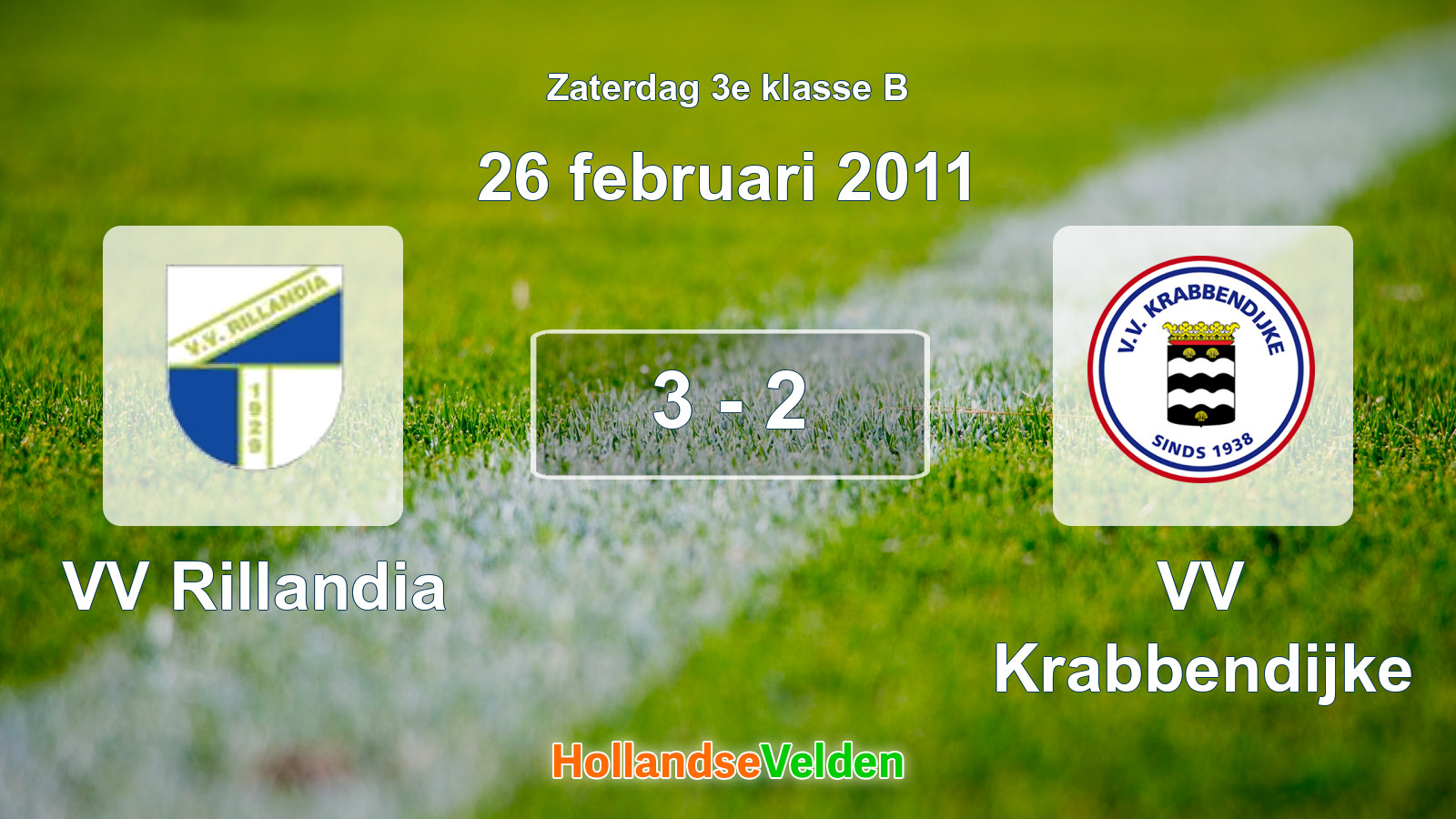 Gespeelde wedstrijd: VV Rillandia - VV Krabbendijke 3 - 2 (26 februari 2011)