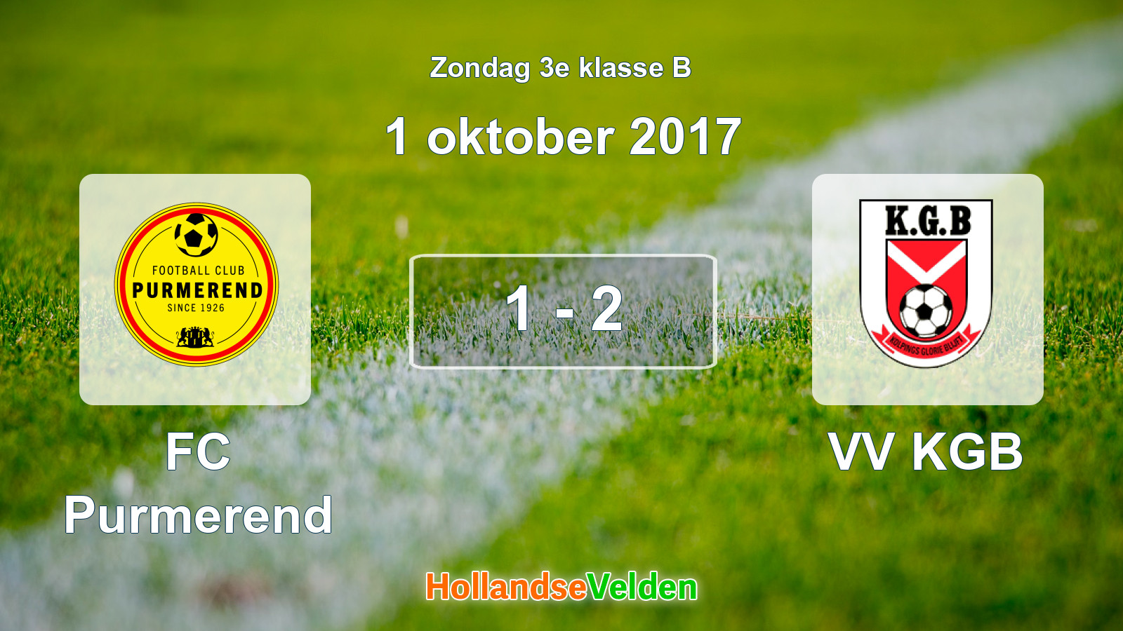 Gespeelde wedstrijd: FC Purmerend - VV KGB 1 - 2 (1 oktober 2017)