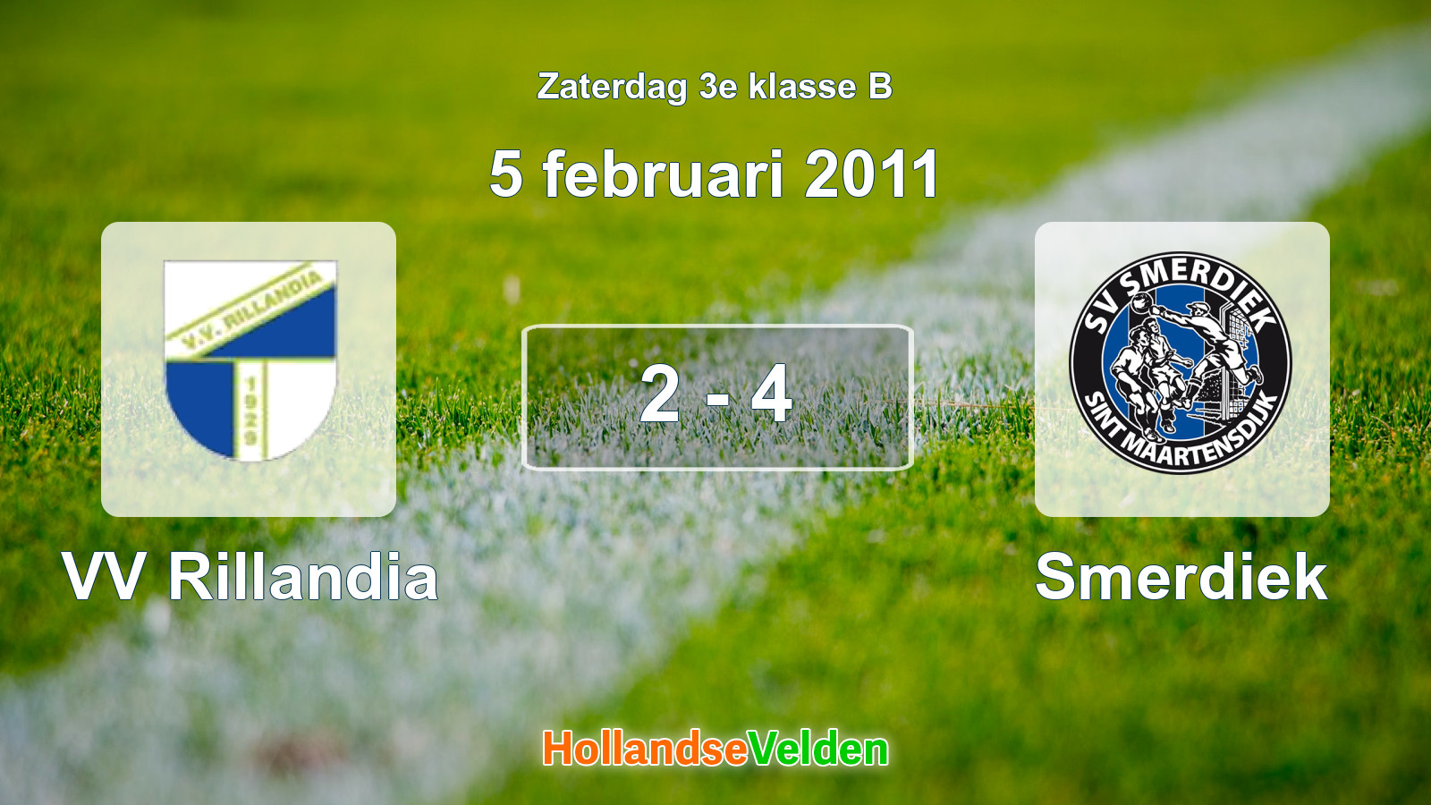 Gespeelde wedstrijd: VV Rillandia - Smerdiek 2 - 4 (5 februari 2011)