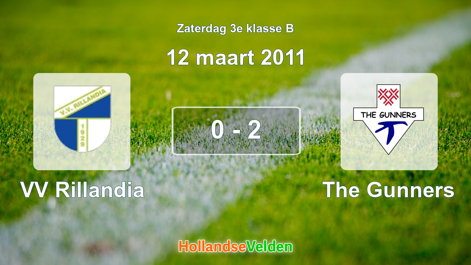 Gespeelde wedstrijd: VV Rillandia - The Gunners 0 - 2 (12 maart 2011)