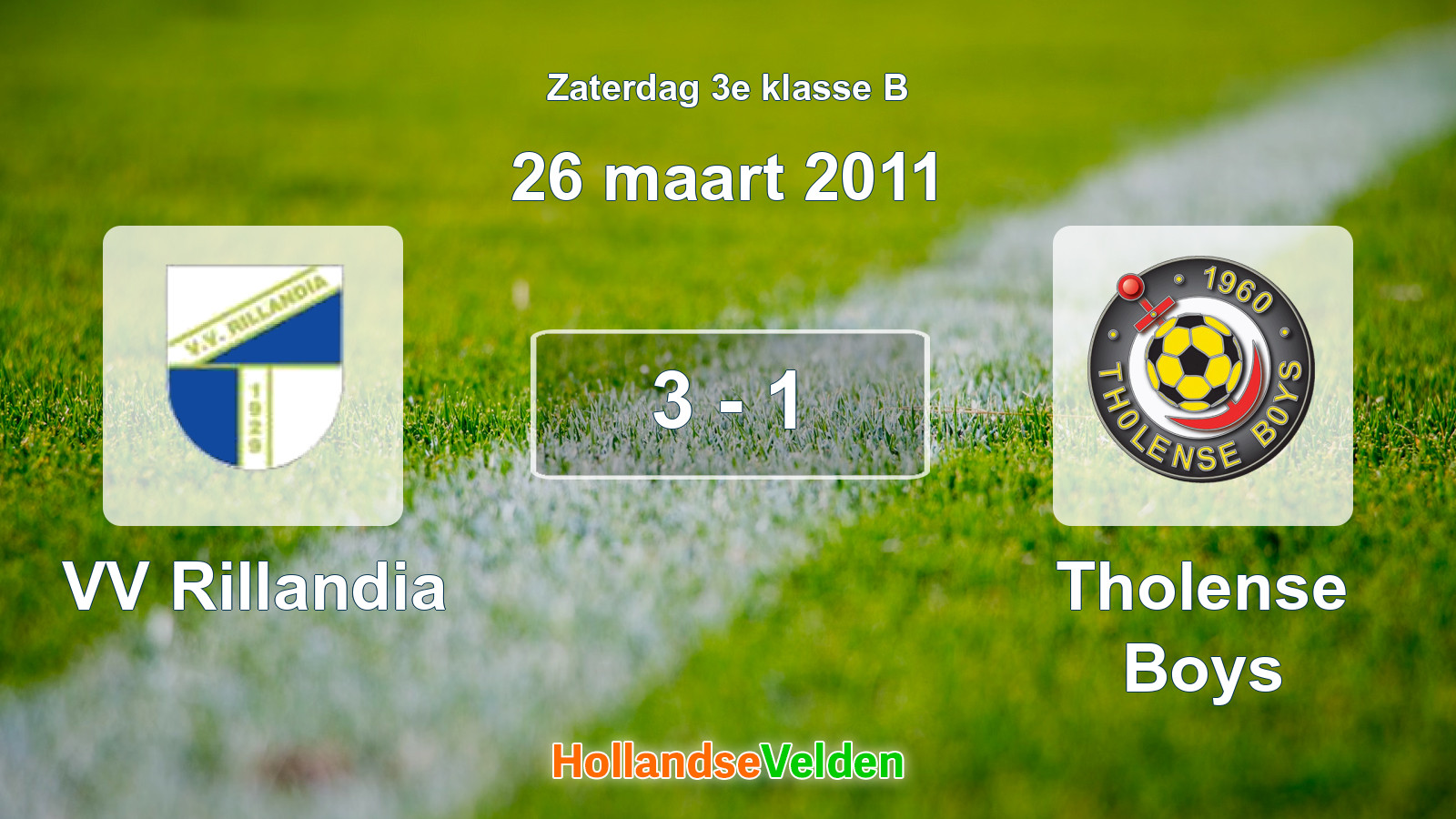 Gespeelde wedstrijd: VV Rillandia - Tholense Boys 3 - 1 (26 maart 2011)