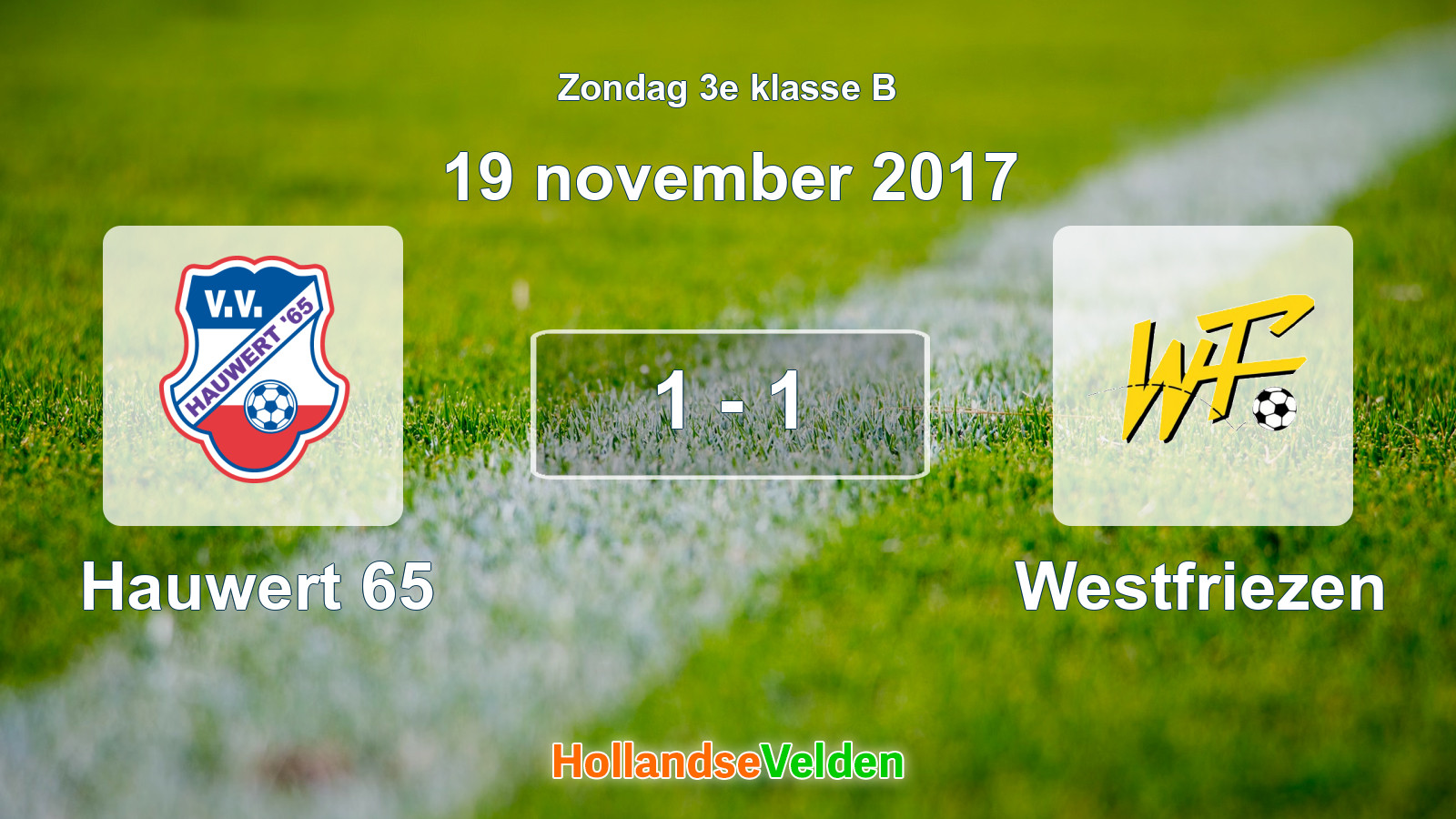 Gespeelde wedstrijd: Hauwert 65 - Westfriezen 1 - 1 (19 november 2017)