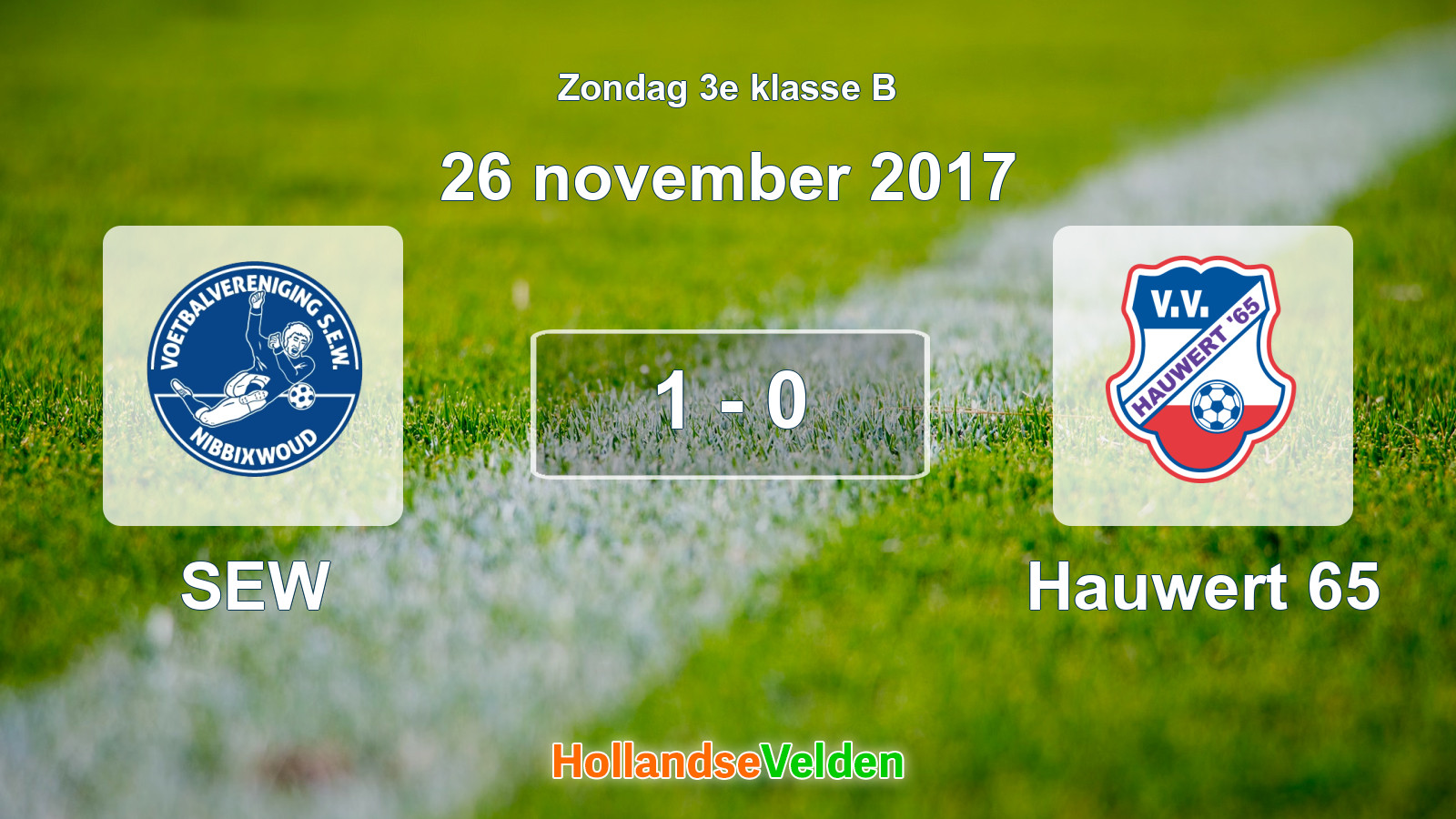 Gespeelde wedstrijd: SEW - Hauwert 65 1 - 0 (26 november 2017)