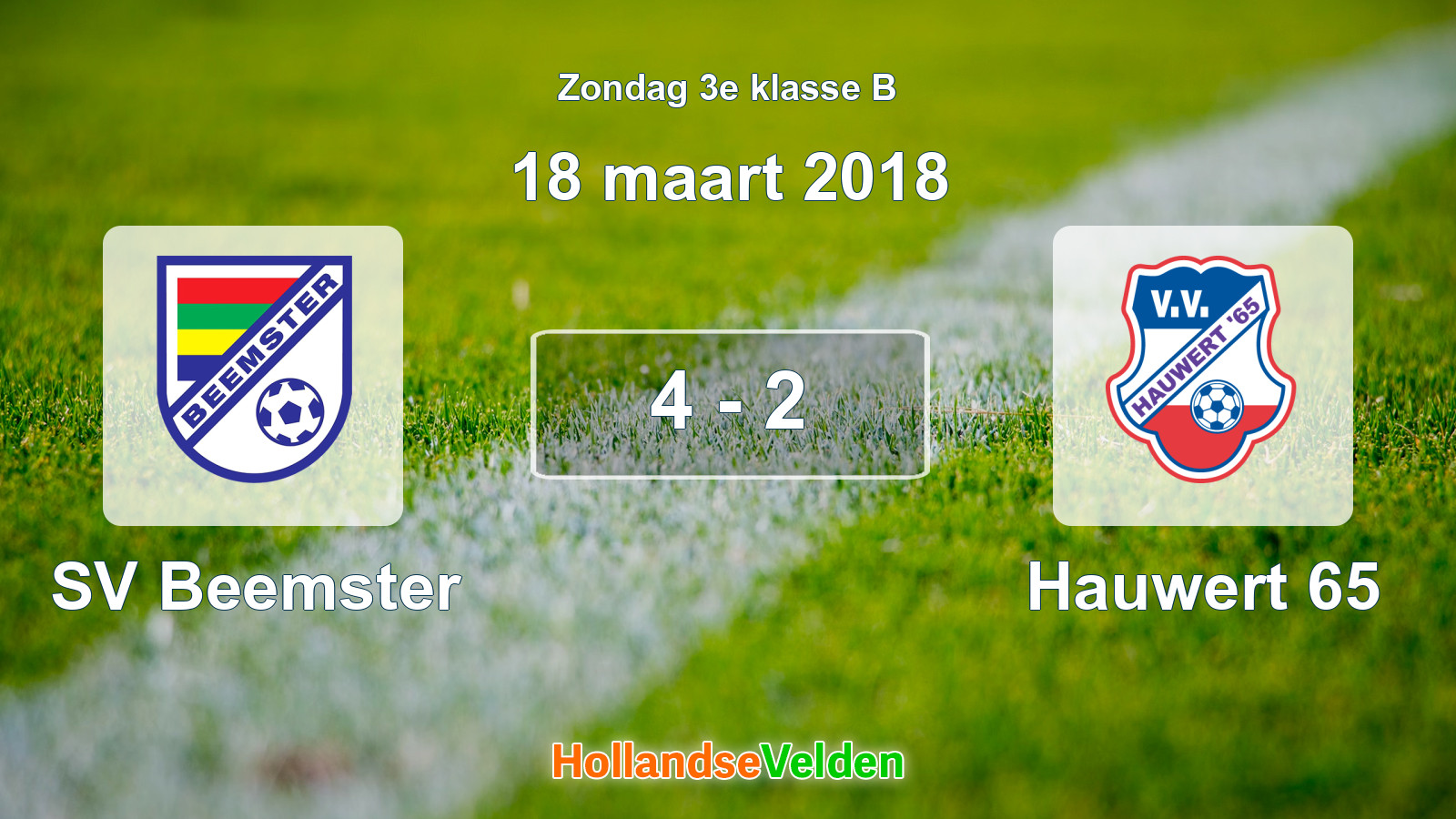 Gespeelde wedstrijd: SV Beemster - Hauwert 65 4 - 2 (18 maart 2018)