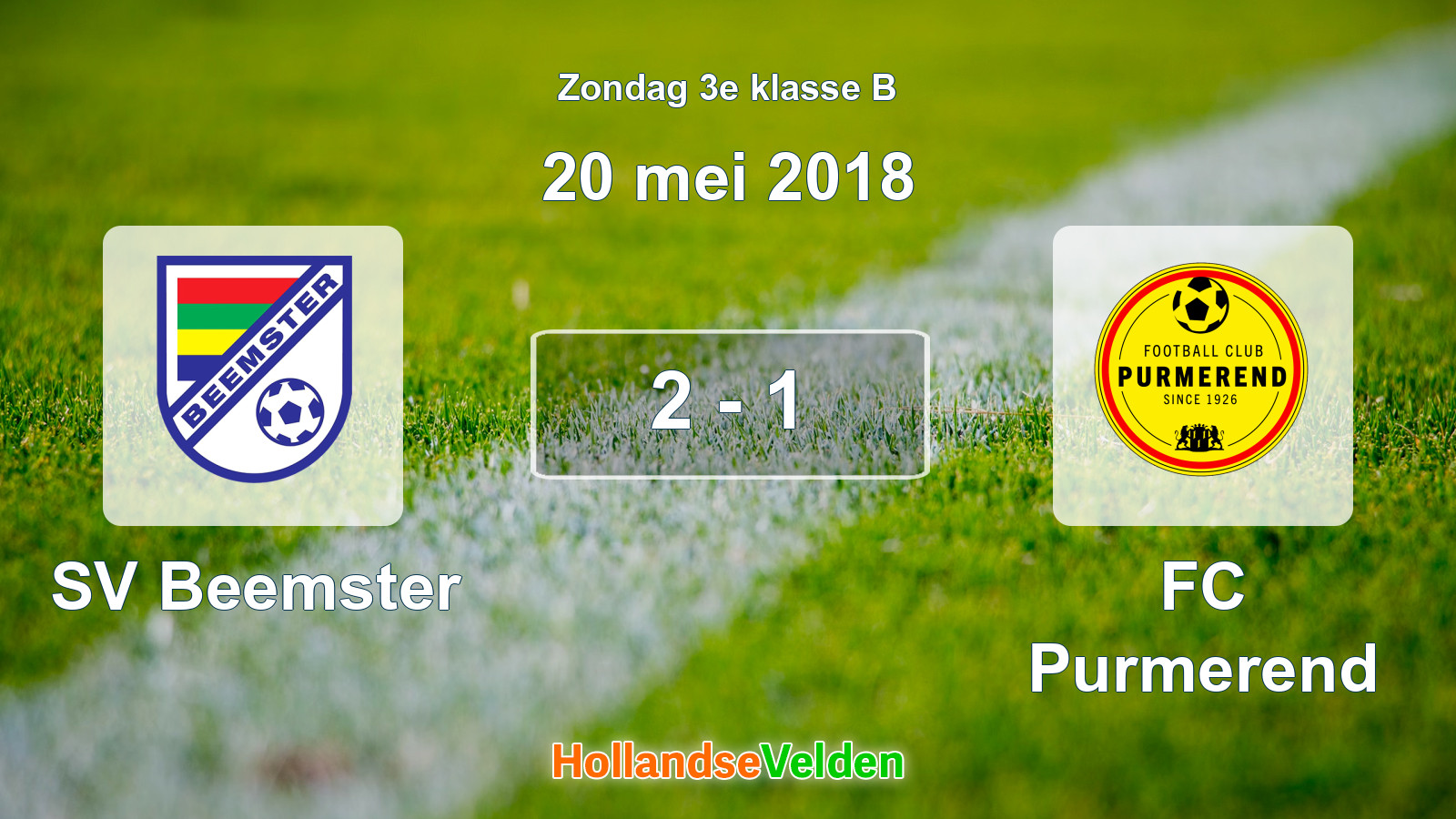 Gespeelde wedstrijd: SV Beemster - FC Purmerend 2 - 1 (20 mei 2018)
