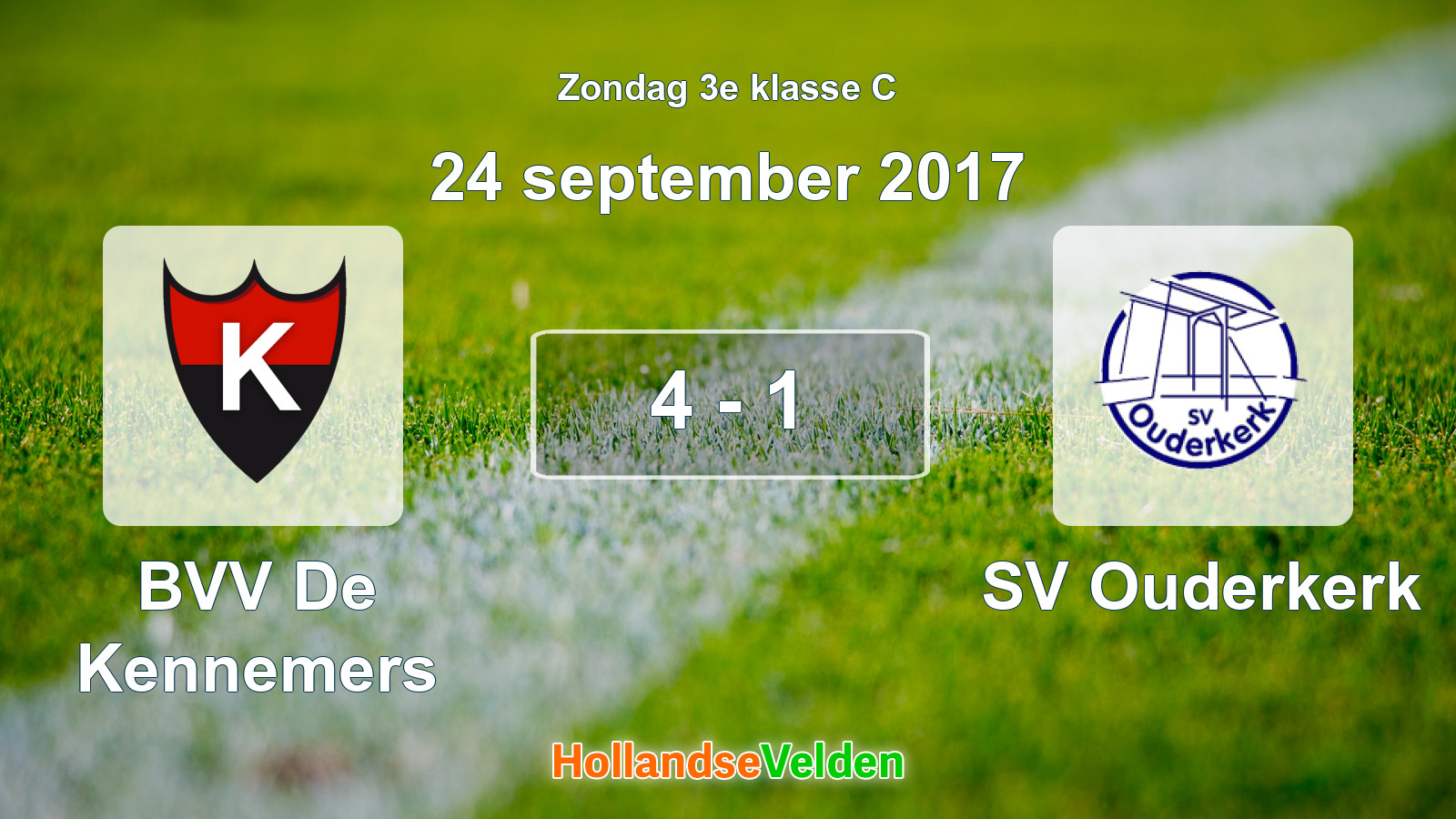 Gespeelde wedstrijd: BVV De Kennemers - SV Ouderkerk 4 - 1 (24 september 2017)