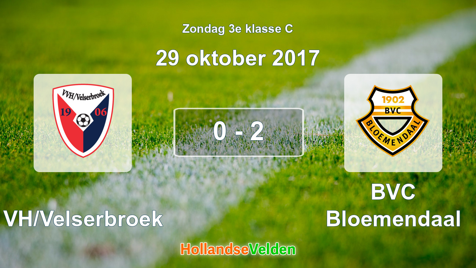 Gespeelde wedstrijd: VVH/Velserbroek - BVC Bloemendaal 0 - 2 (29 oktober 2017)