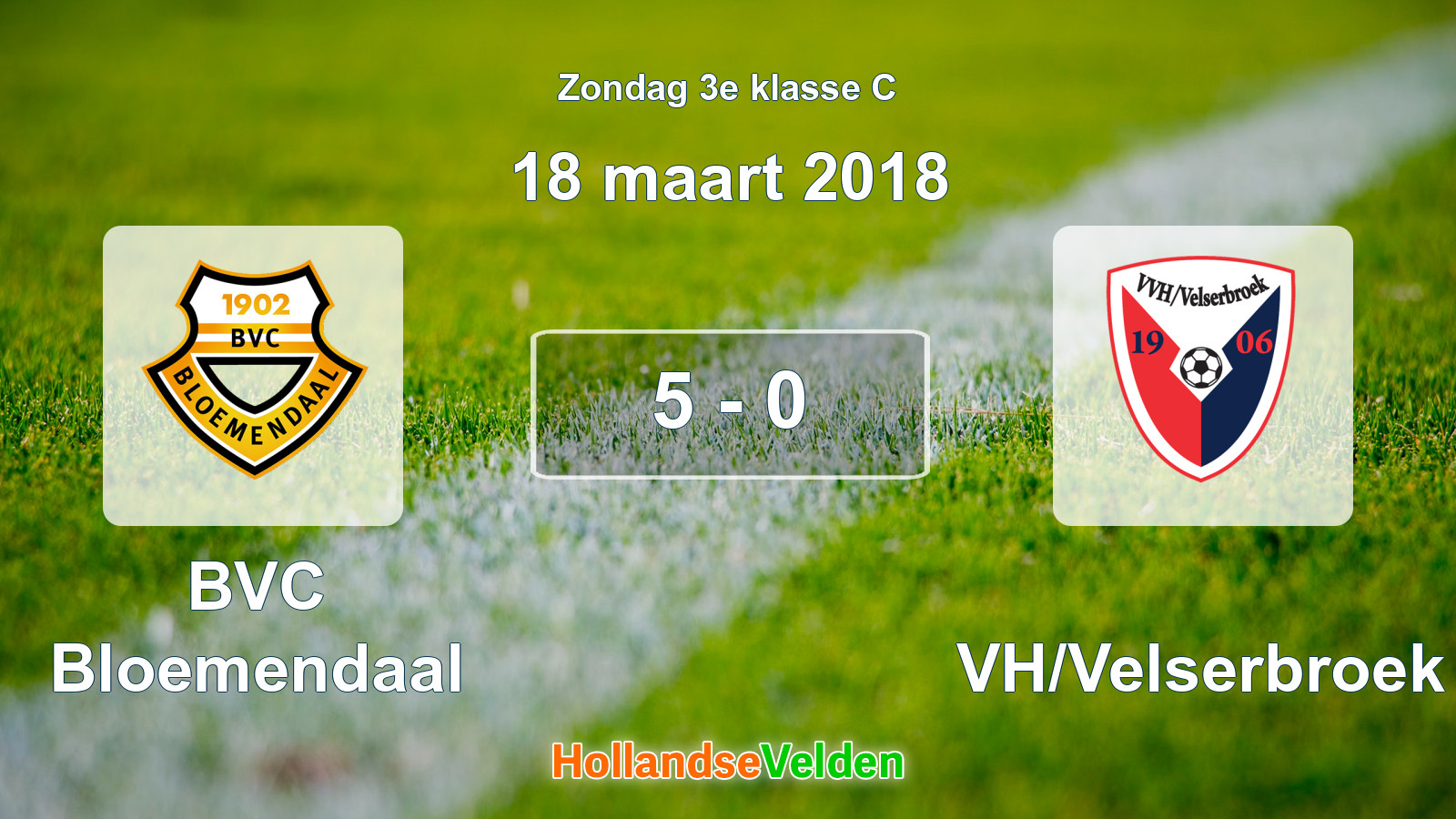 Gespeelde wedstrijd: BVC Bloemendaal - VVH/Velserbroek 5 - 0 (18 maart 2018)
