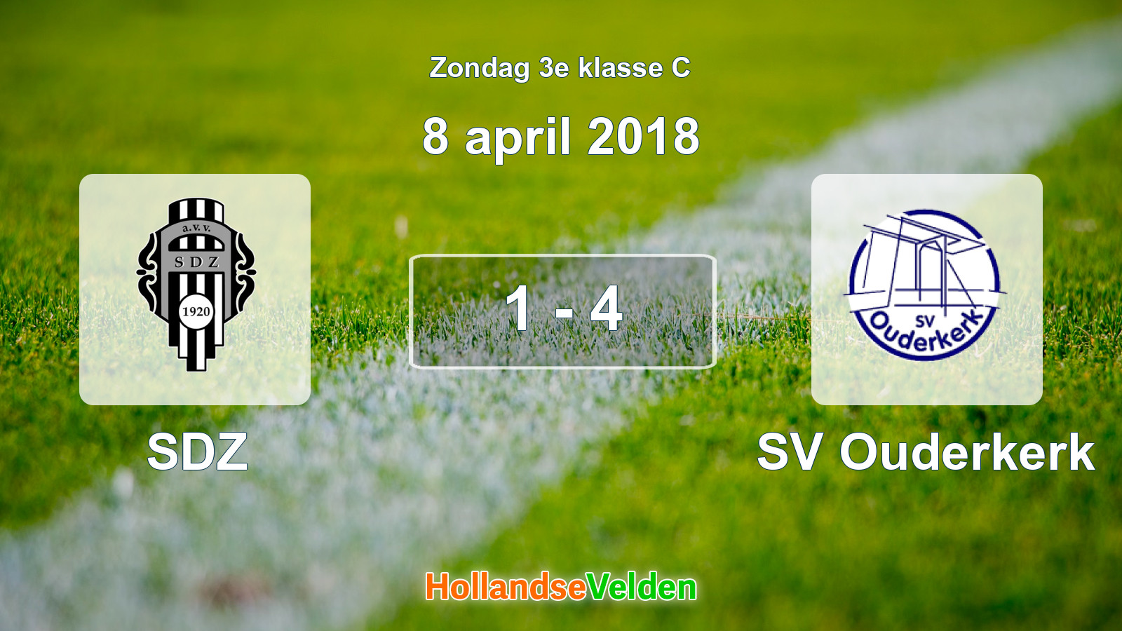 Gespeelde wedstrijd: SDZ - SV Ouderkerk 1 - 4 (8 april 2018)