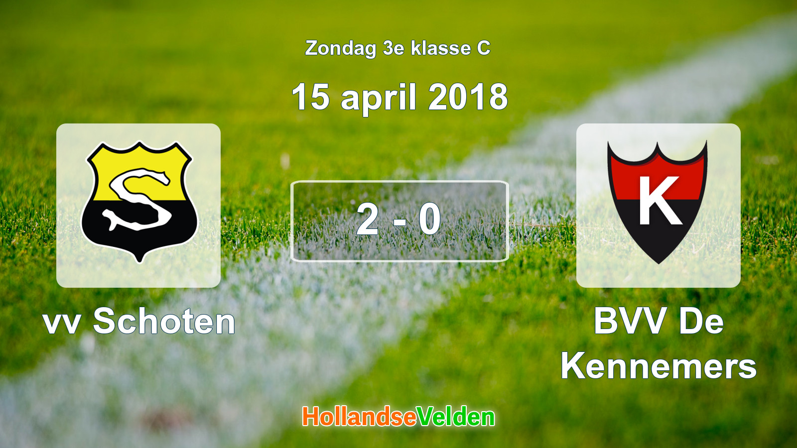 Gespeelde wedstrijd: vv Schoten - BVV De Kennemers 2 - 0 (15 april 2018)
