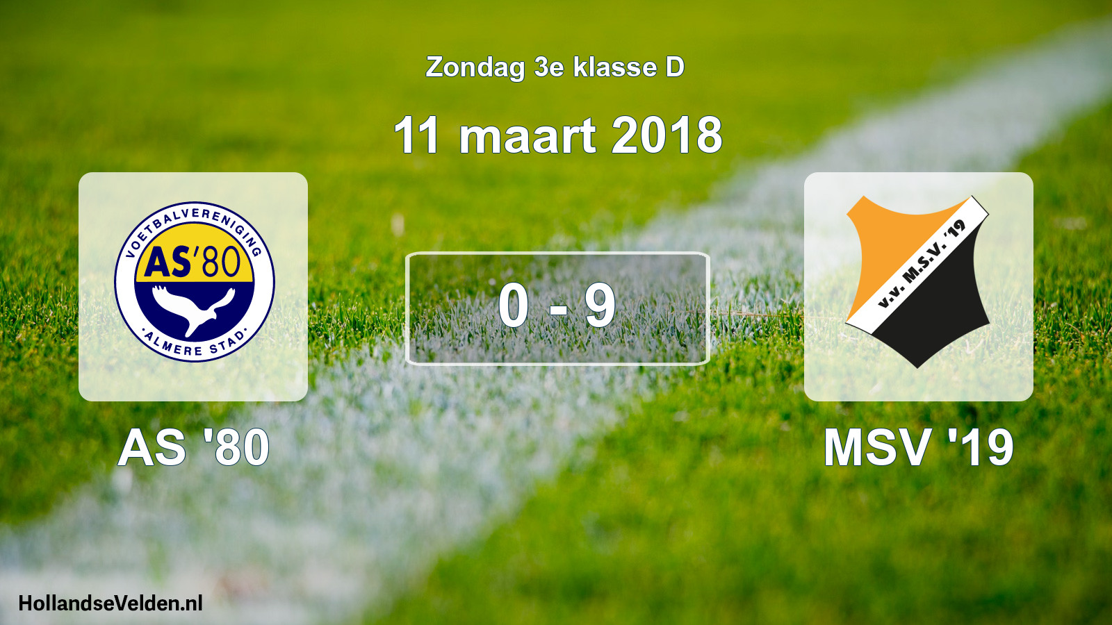Gespeelde wedstrijd: AS '80 - MSV '19 0 - 9 (11 maart 2018)