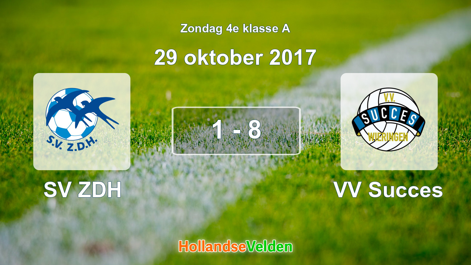 Gespeelde wedstrijd: SV ZDH - VV Succes 1 - 8 (29 oktober 2017)