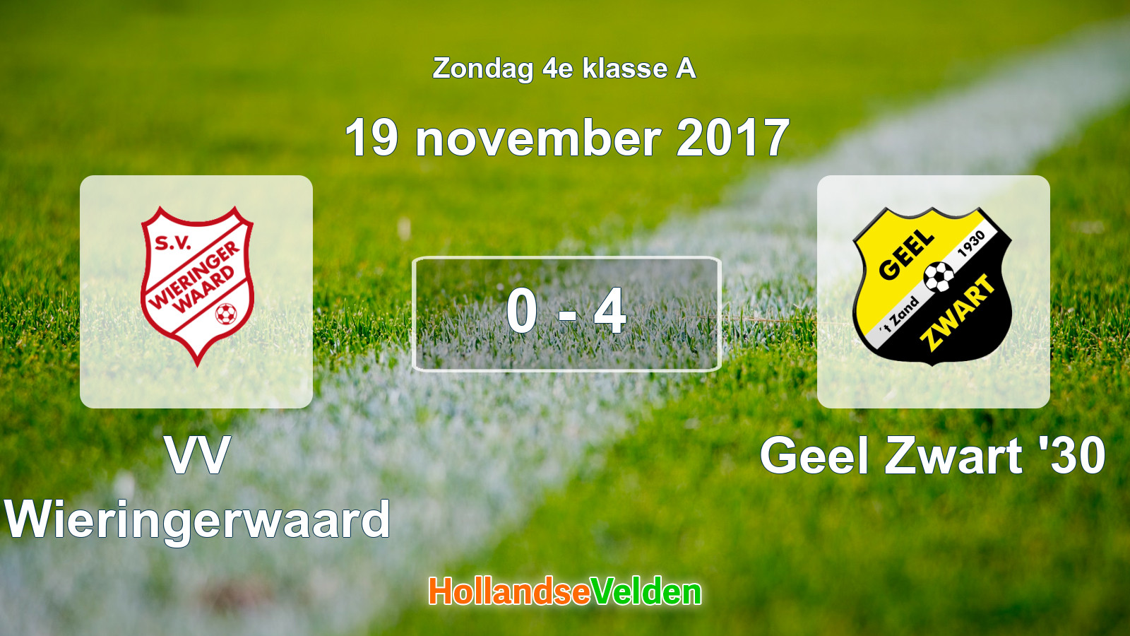 Gespeelde wedstrijd: VV Wieringerwaard - Geel Zwart '30 0 - 4 (19 november 2017)