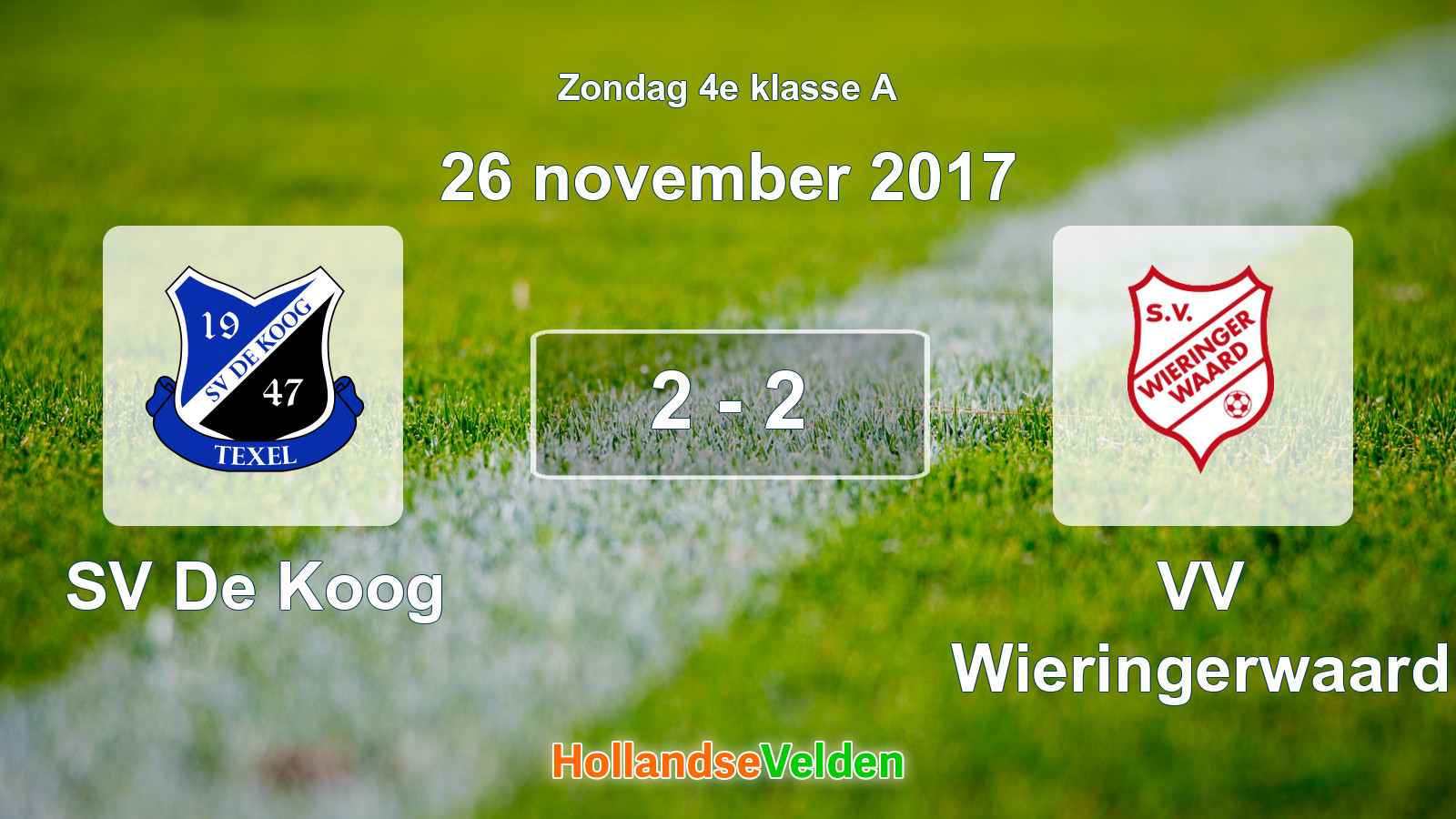 Gespeelde wedstrijd: SV De Koog - VV Wieringerwaard 2 - 2 (26 november 2017)