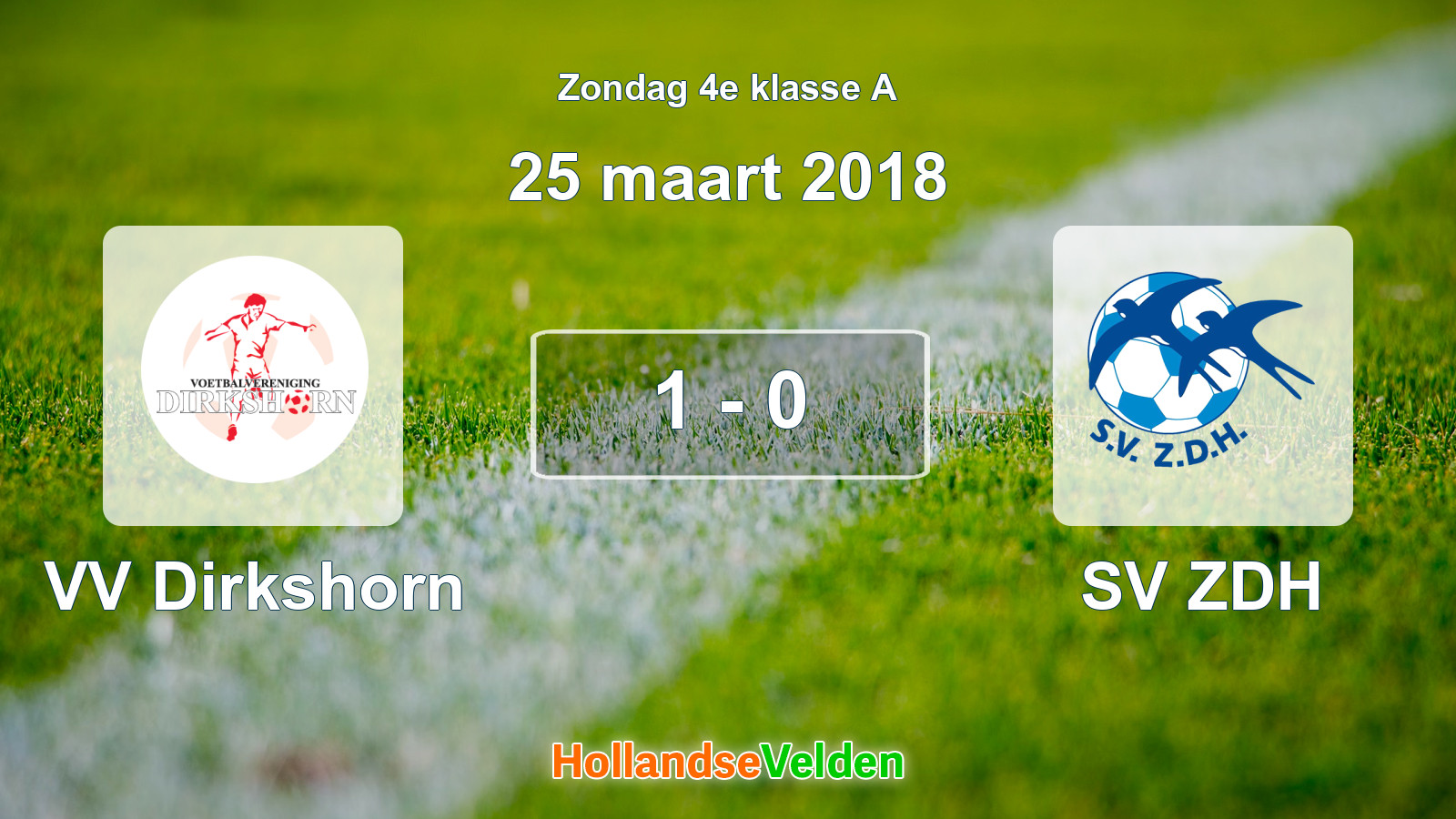 Gespeelde wedstrijd: VV Dirkshorn - SV ZDH 1 - 0 (25 maart 2018)