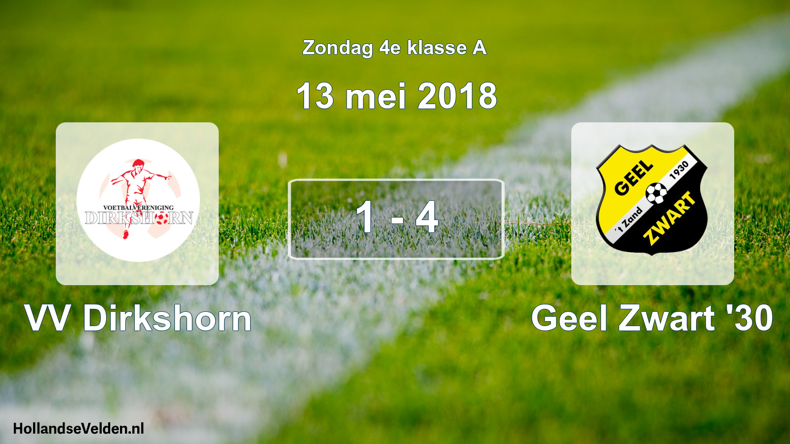 Gespeelde wedstrijd: VV Dirkshorn - Geel Zwart '30 1 - 4 (13 mei 2018)