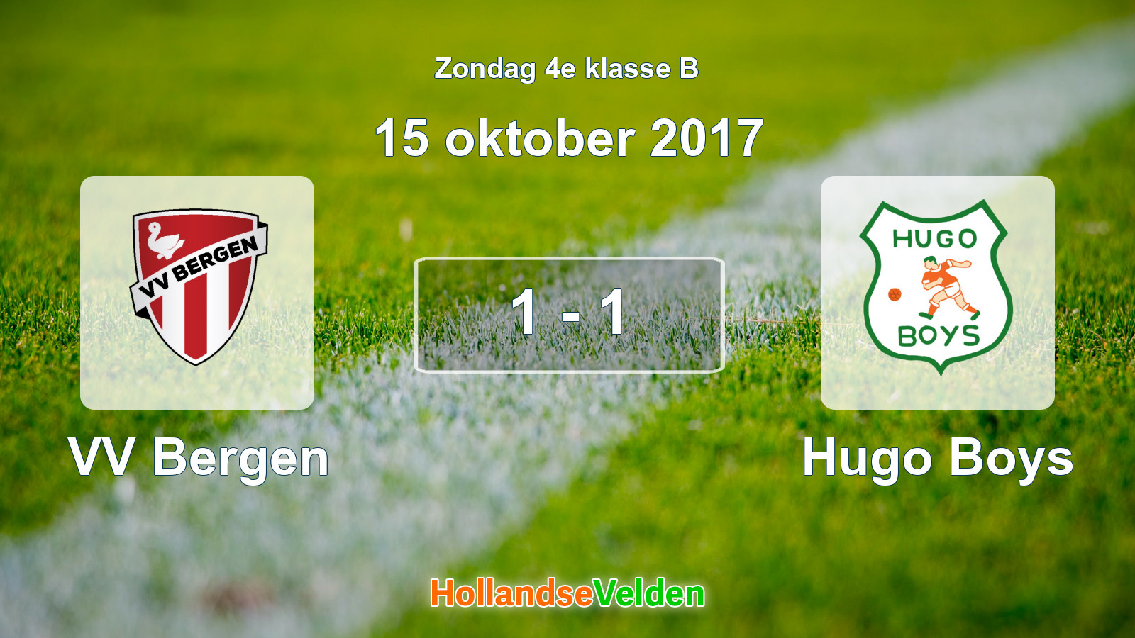 Gespeelde wedstrijd: VV Bergen - Hugo Boys 1 - 1 (15 oktober 2017)