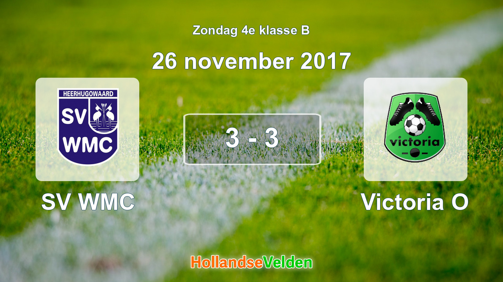 Gespeelde wedstrijd: SV WMC - Victoria O 3 - 3 (26 november 2017)