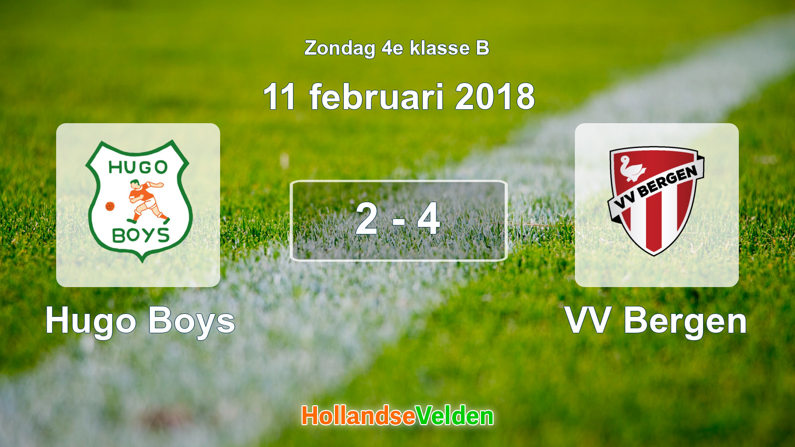 Gespeelde wedstrijd: Hugo Boys - VV Bergen 2 - 4 (11 februari 2018)