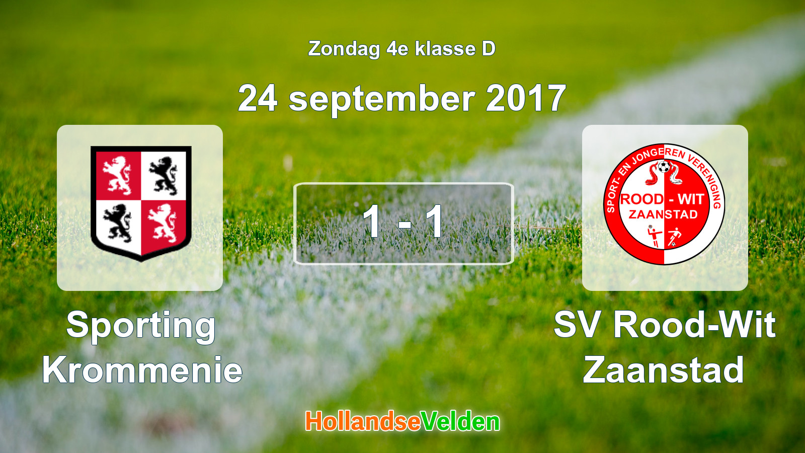 Gespeelde wedstrijd: Sporting Krommenie - SV Rood-Wit Zaanstad 1 - 1 (24 september 2017)