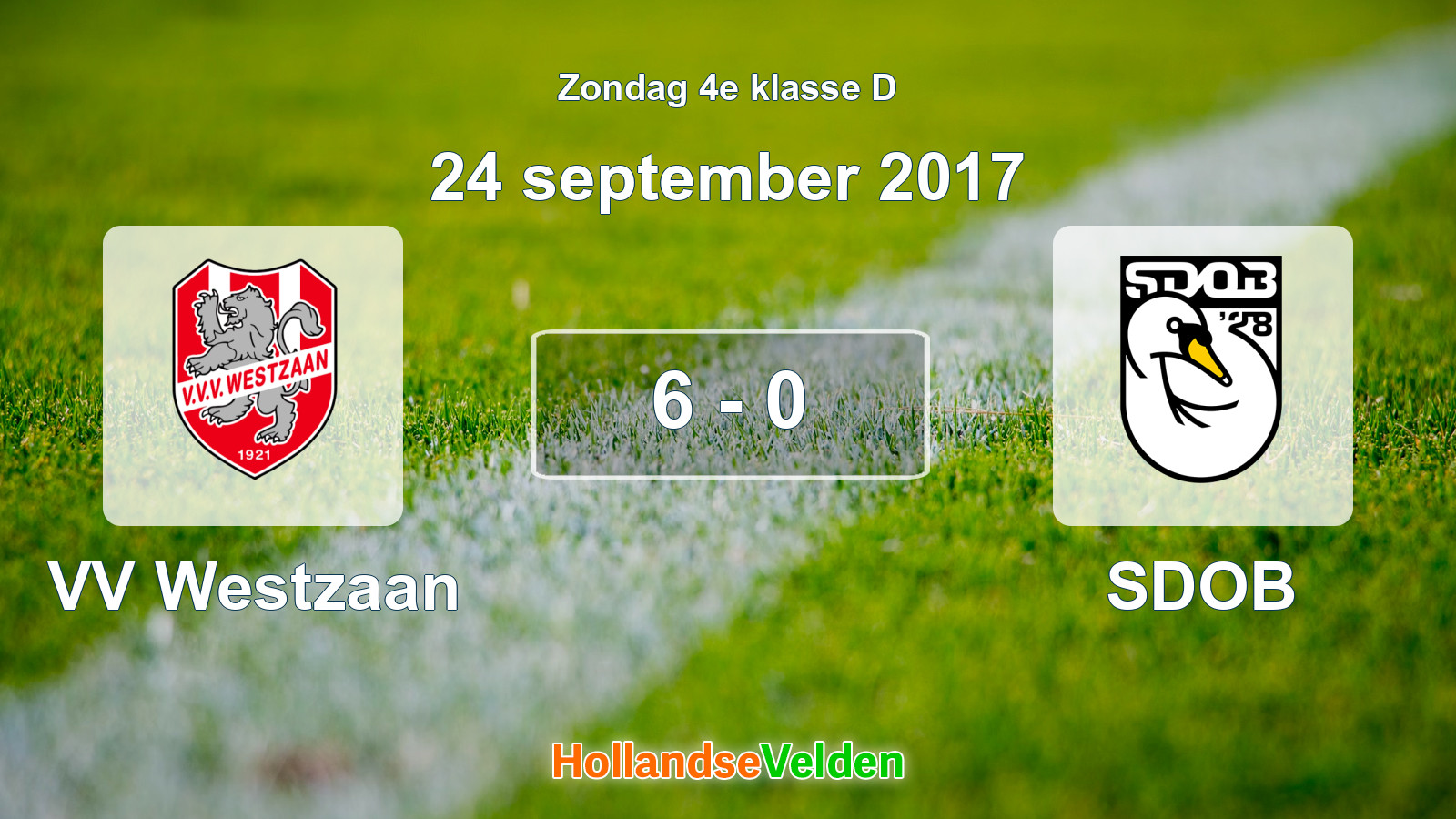 Gespeelde wedstrijd: VV Westzaan - SDOB 6 - 0 (24 september 2017)