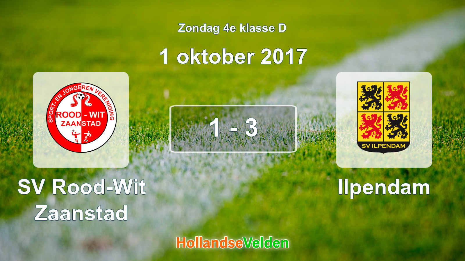 Gespeelde wedstrijd: SV Rood-Wit Zaanstad - Ilpendam 1 - 3 (1 oktober 2017)