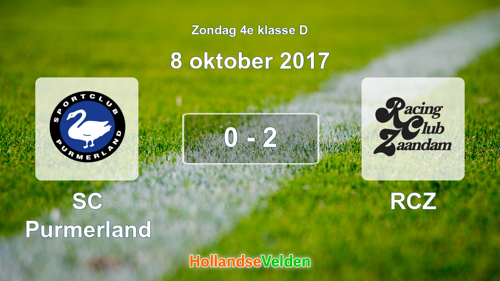 Gespeelde wedstrijd: SC Purmerland - RCZ 0 - 2 (8 oktober 2017)
