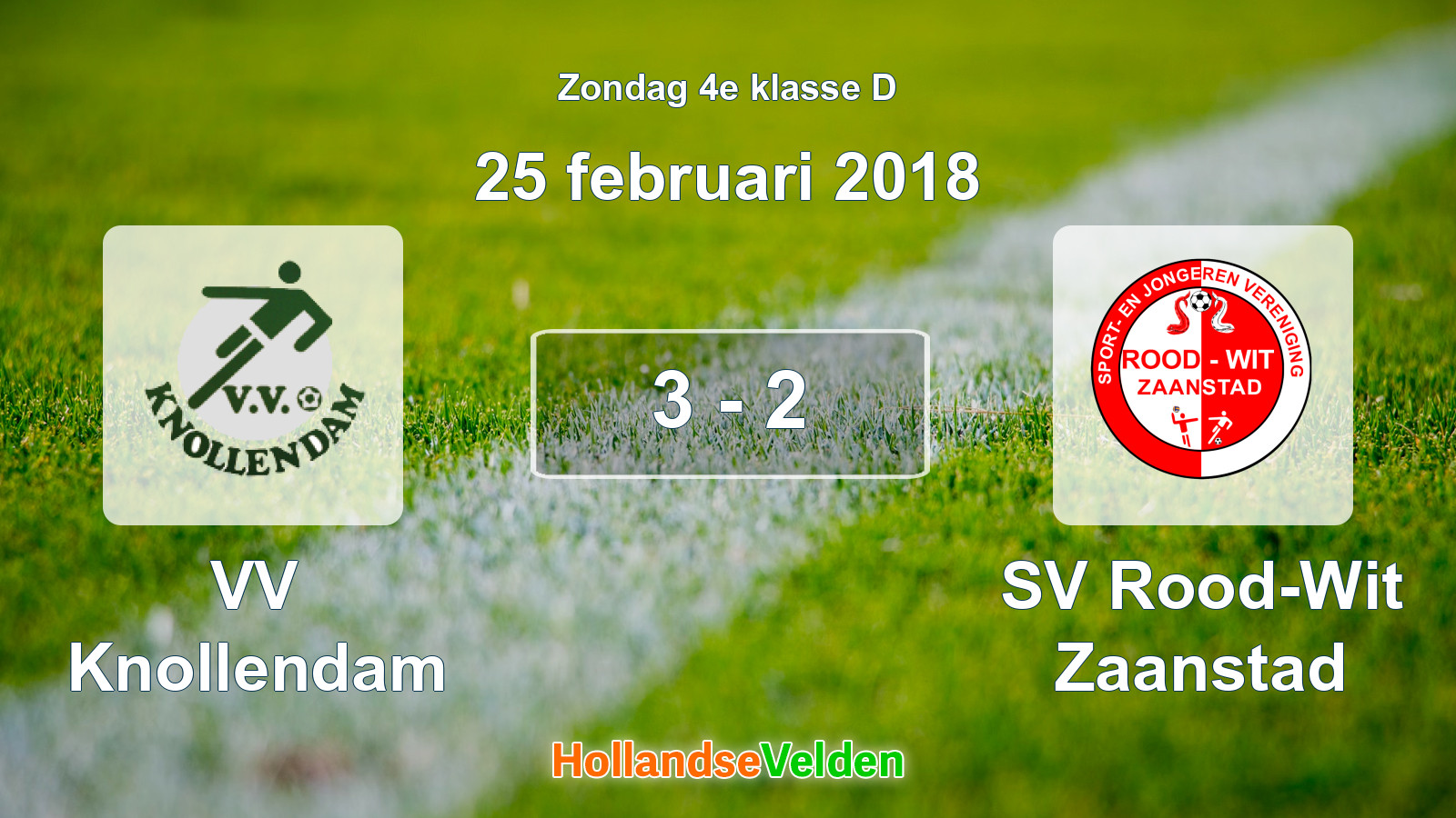 Gespeelde wedstrijd: VV Knollendam - SV Rood-Wit Zaanstad 3 - 2 (25 februari 2018)