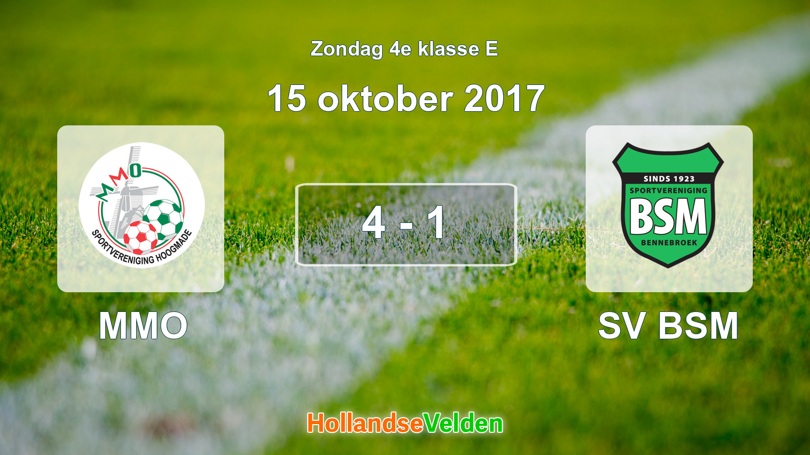 Gespeelde wedstrijd: MMO - SV BSM 4 - 1 (15 oktober 2017)