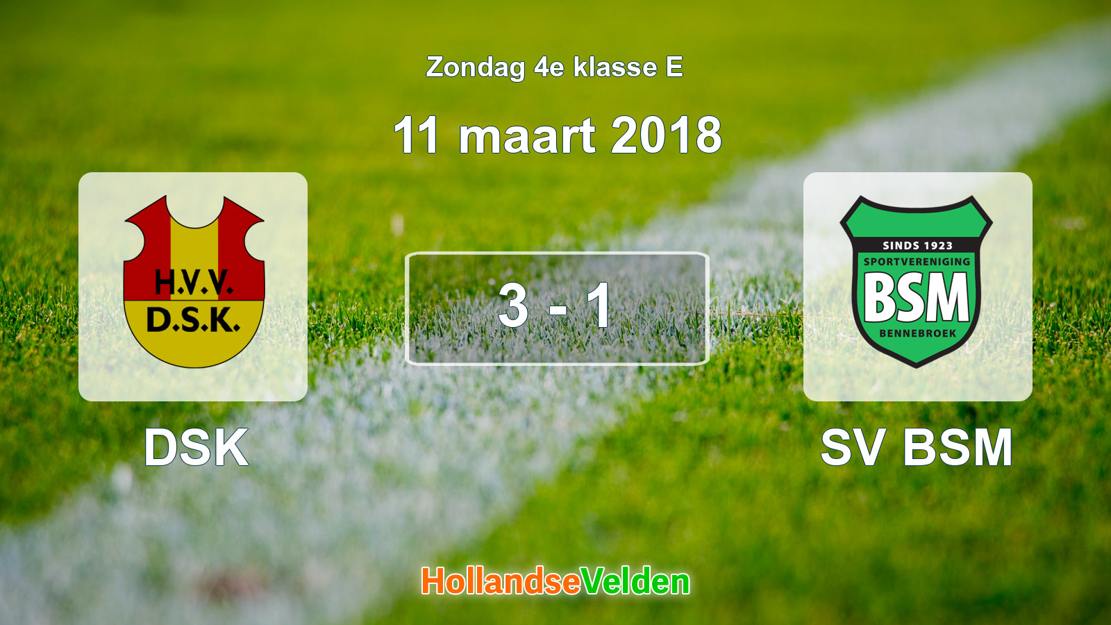 Gespeelde wedstrijd: DSK - SV BSM 3 - 1 (11 maart 2018)