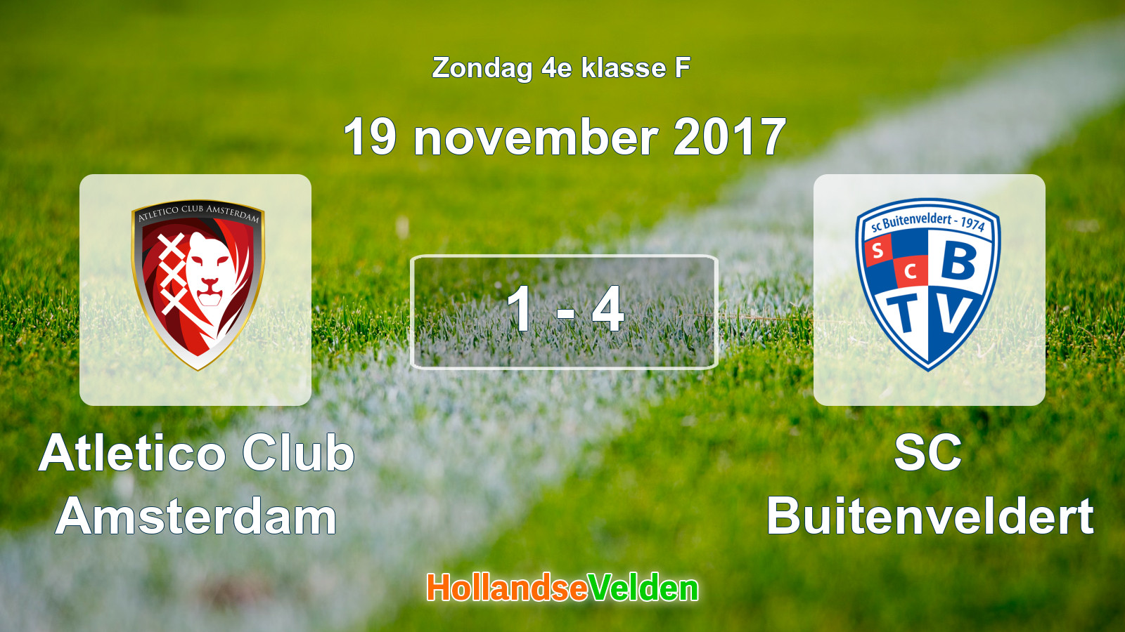 Gespeelde wedstrijd: Atletico Club Amsterdam - SC Buitenveldert 1 - 4 (19 november 2017)