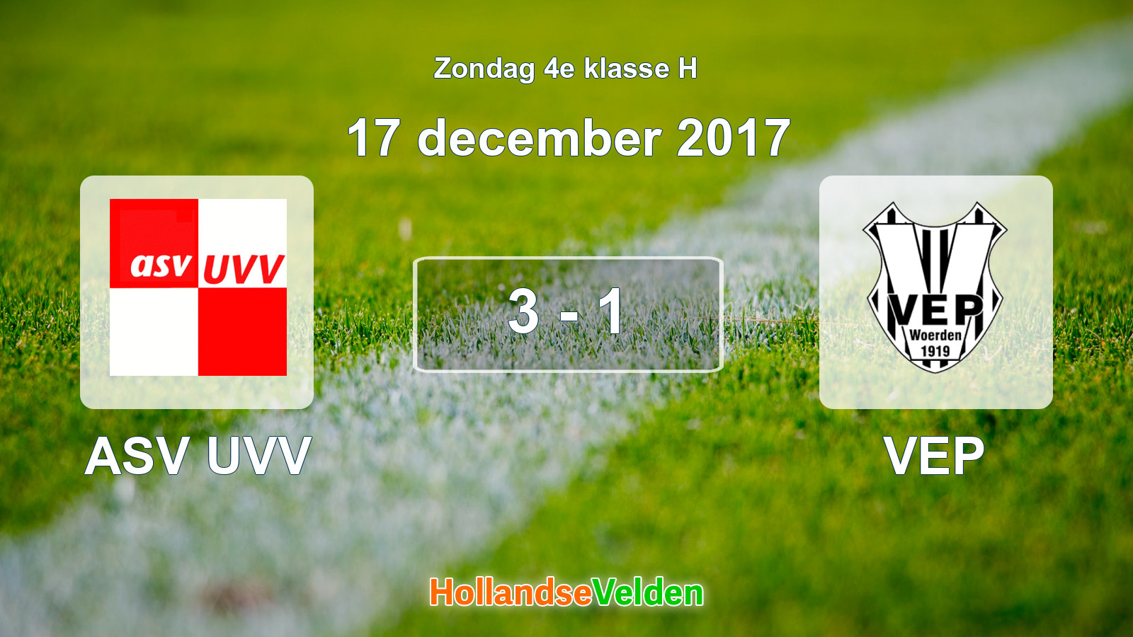 Gespeelde wedstrijd: ASV UVV - VEP 3 - 1 (17 december 2017)