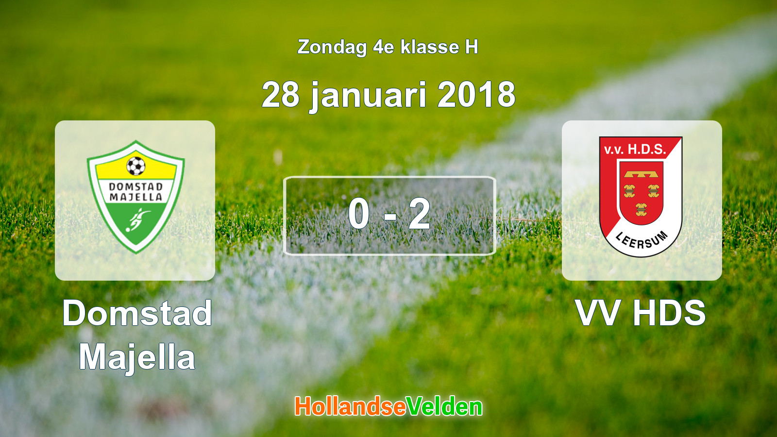 Gespeelde wedstrijd: Domstad Majella - VV HDS 0 - 2 (28 januari 2018)