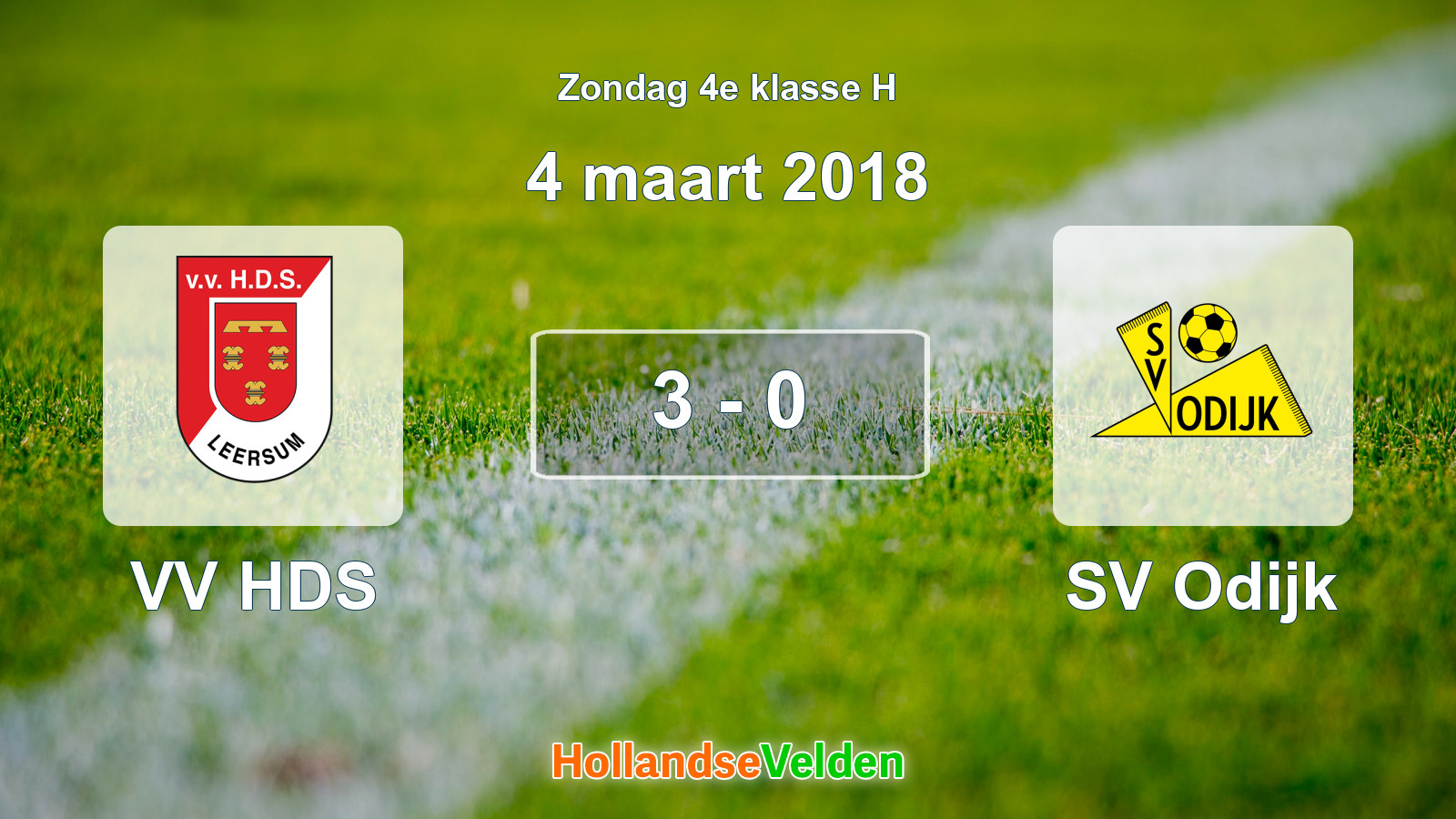 Gespeelde wedstrijd: VV HDS - SV Odijk 3 - 0 (4 maart 2018)