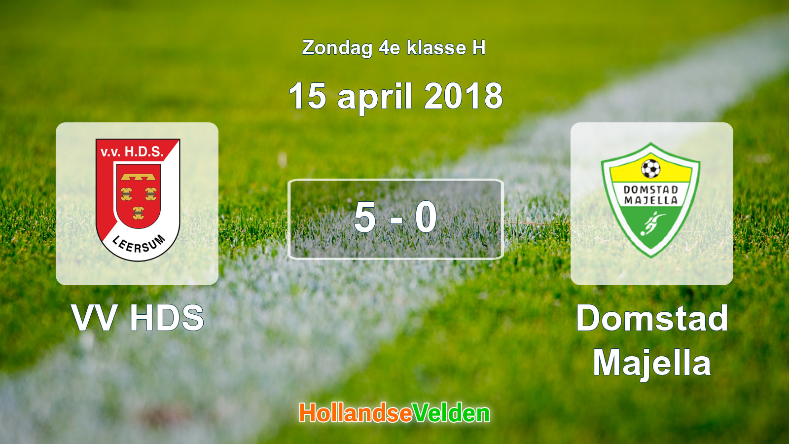 Gespeelde wedstrijd: VV HDS - Domstad Majella 5 - 0 (15 april 2018)